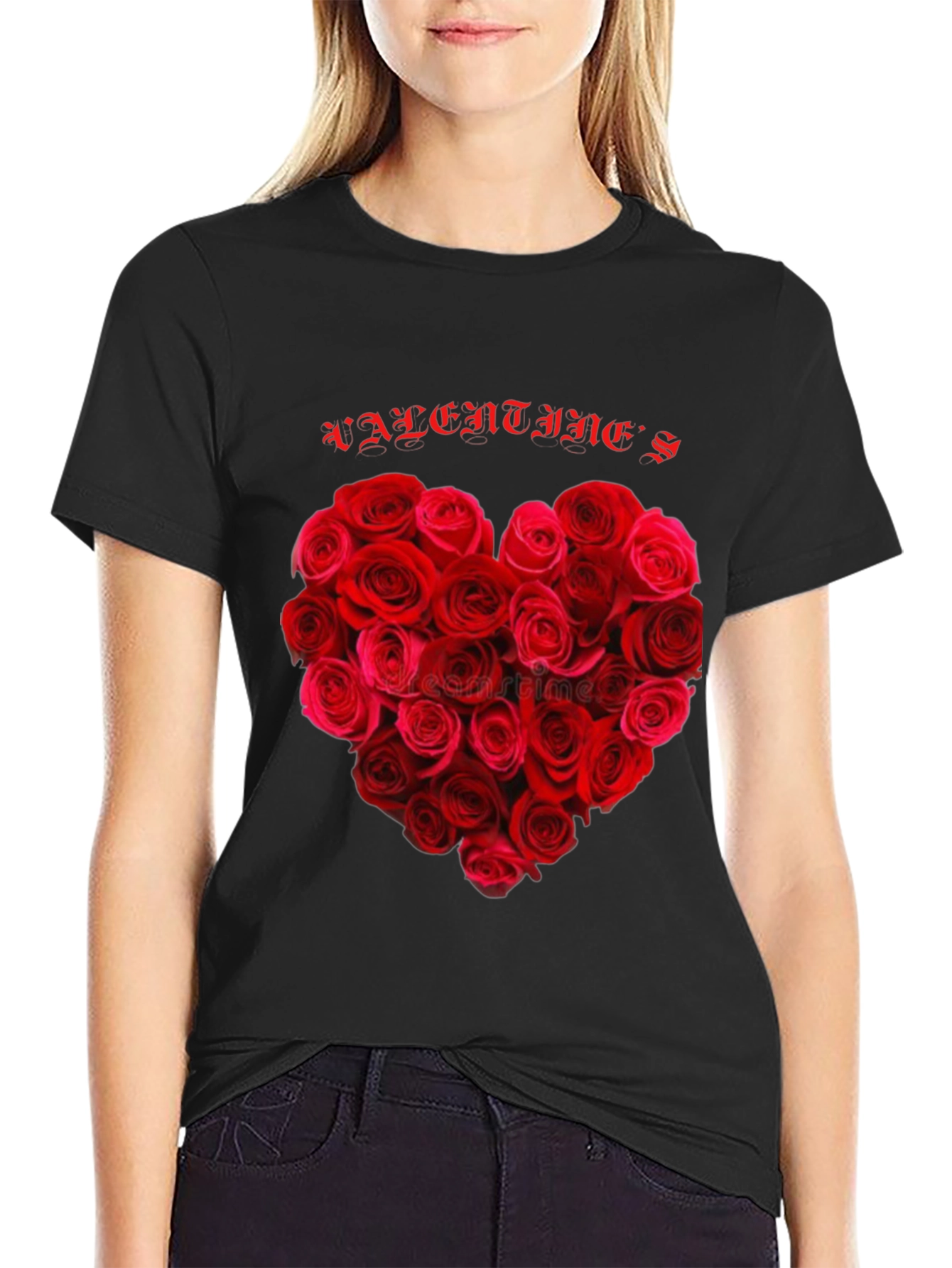 Valentines Rose Heart Graphic T-Shirt