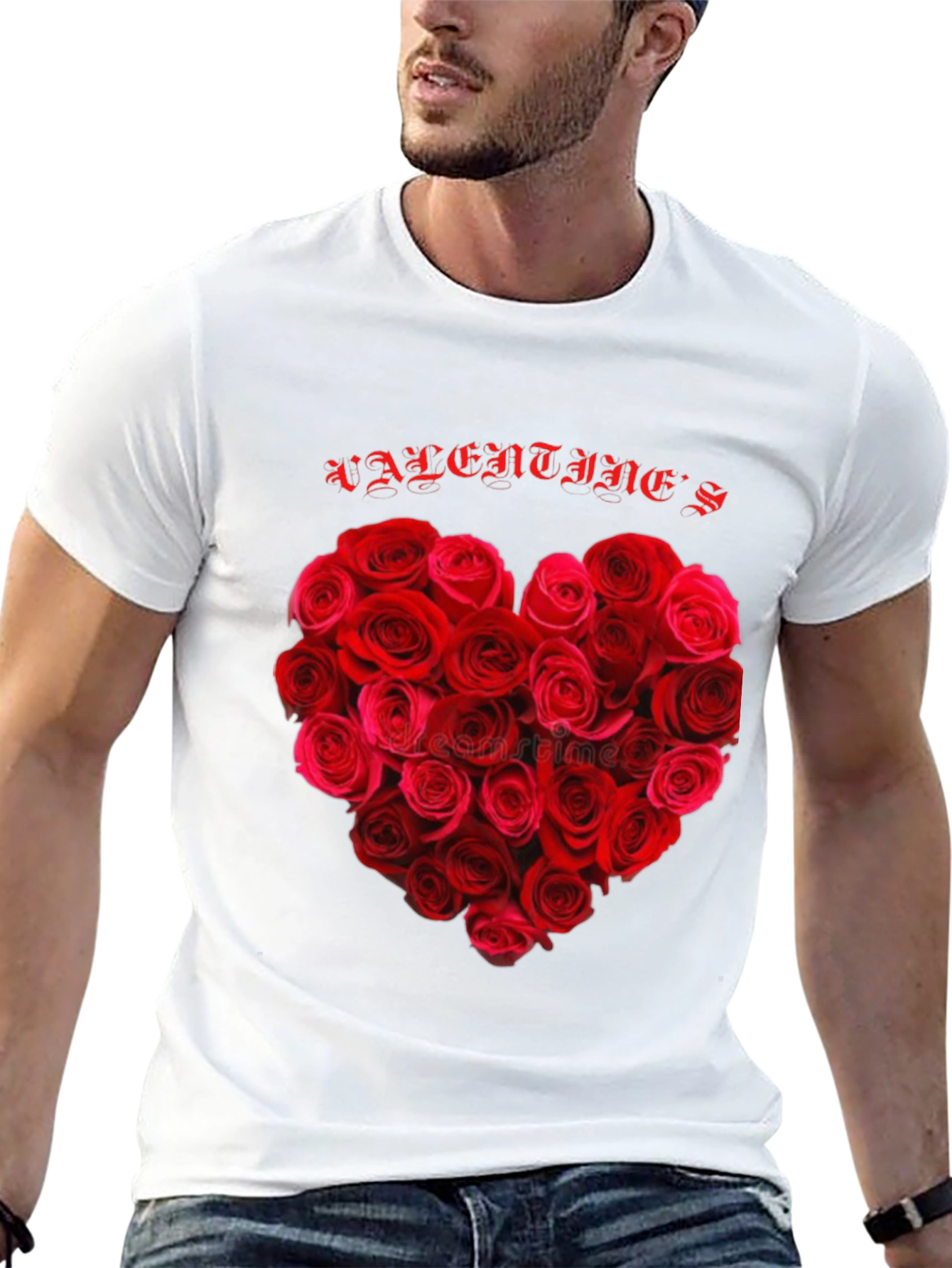 Valentines Rose Heart Graphic T-Shirt