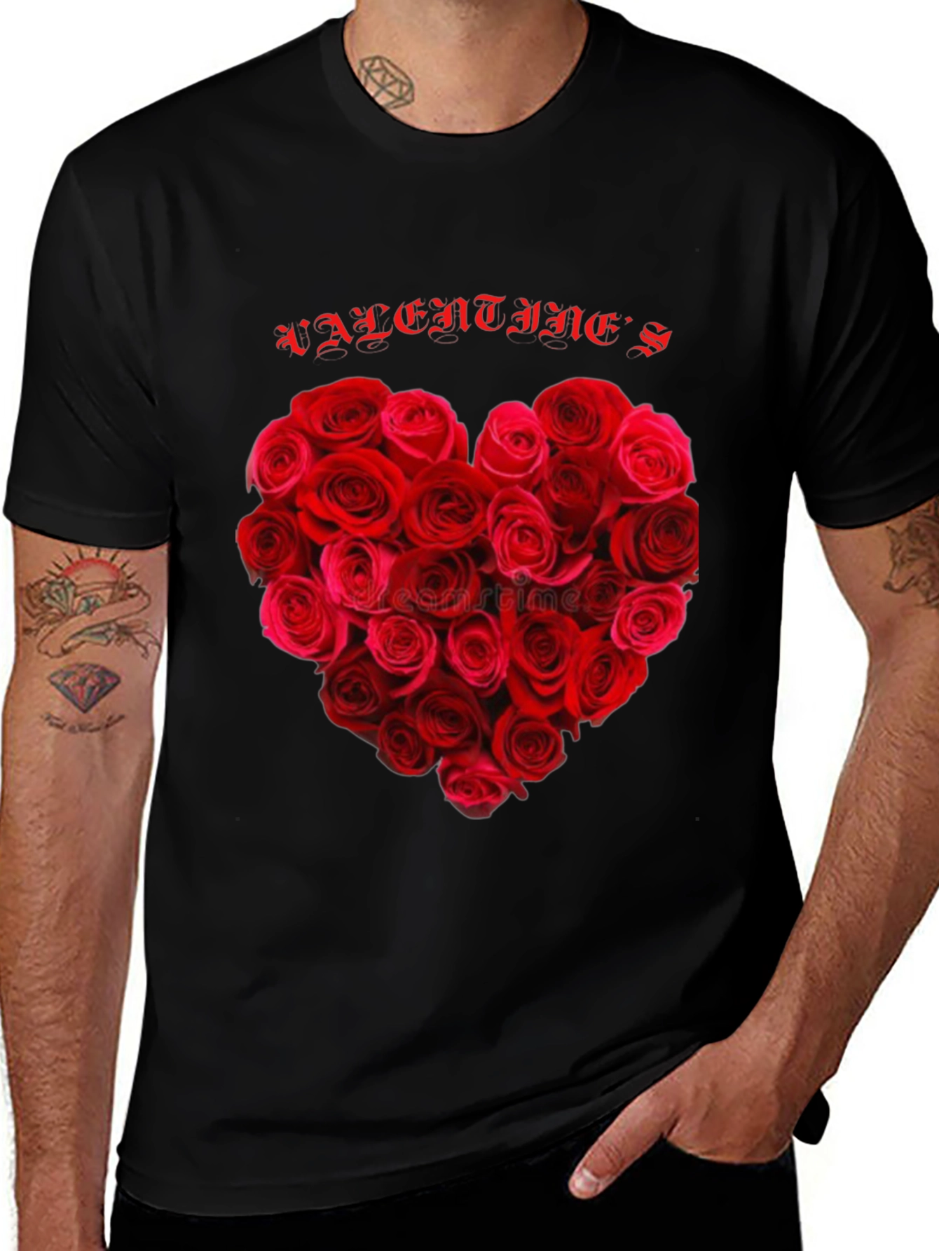 Valentines Rose Heart Graphic T-Shirt