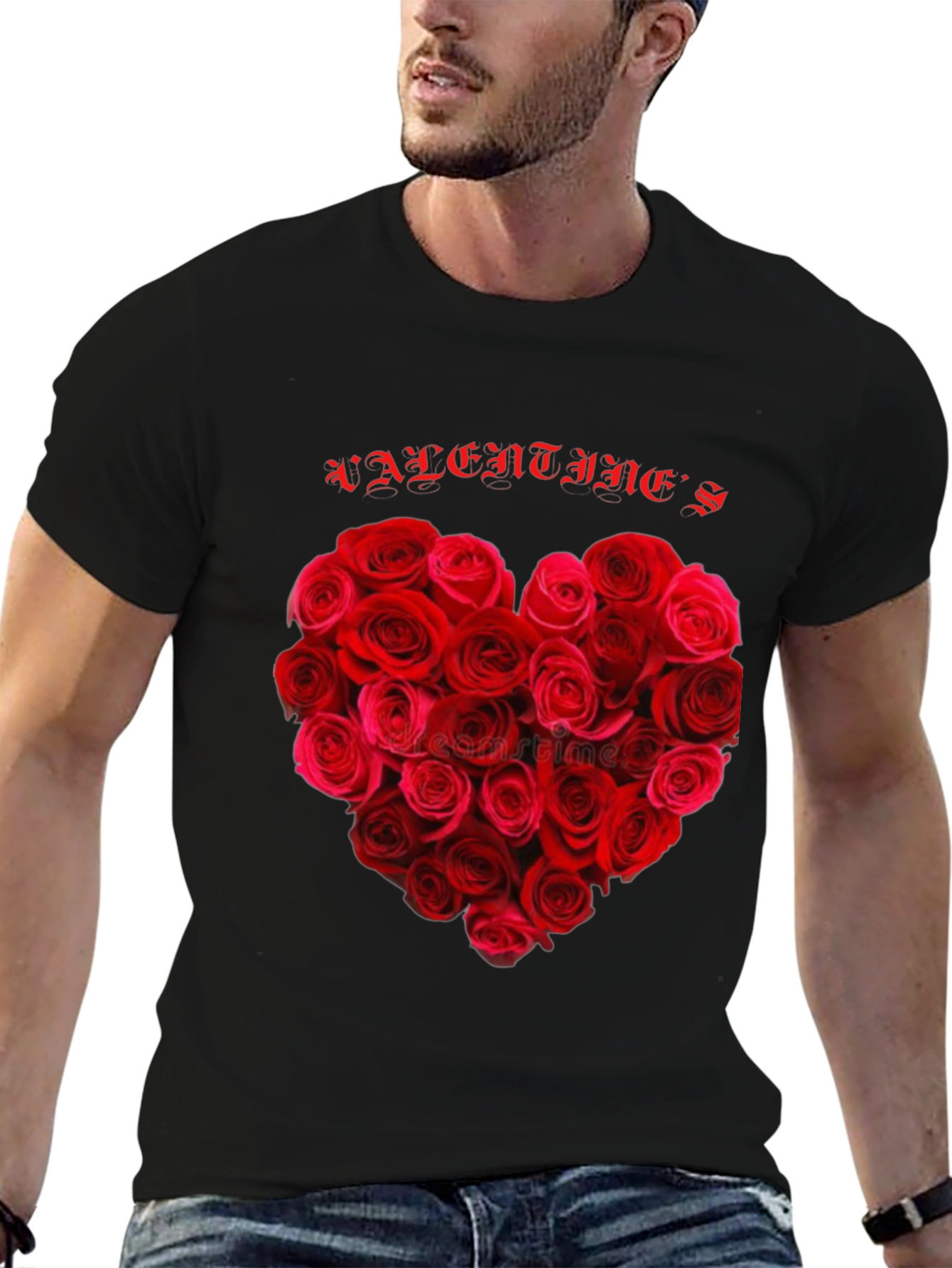 Valentines Rose Heart Graphic T-Shirt