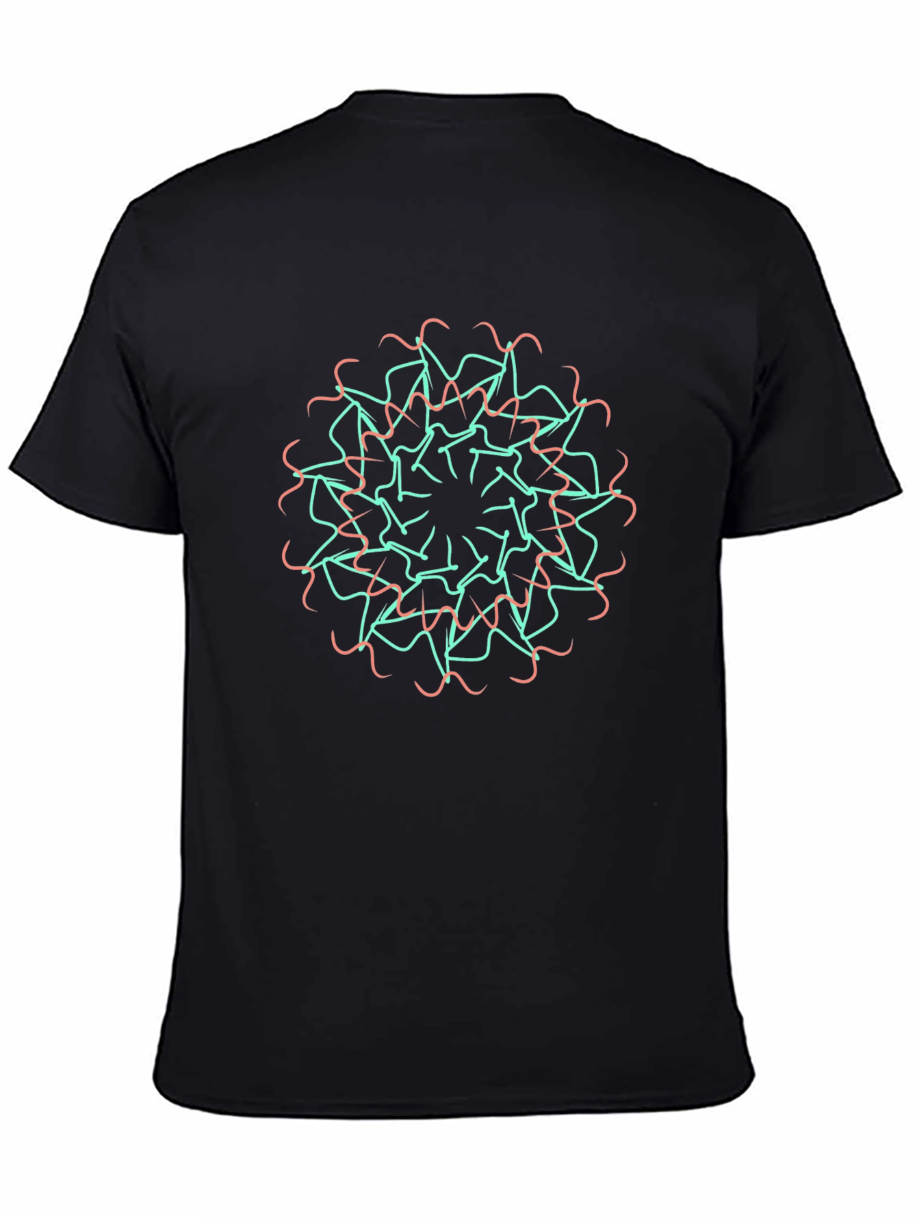 Abstract Geometric Mandala Graphic Tee - Black