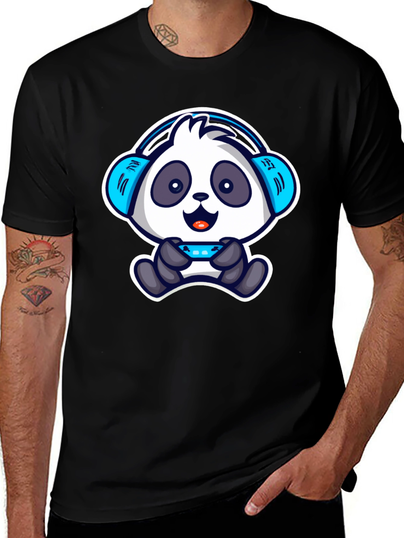 Gamer Panda T-Shirt - Cool Cartoon Design