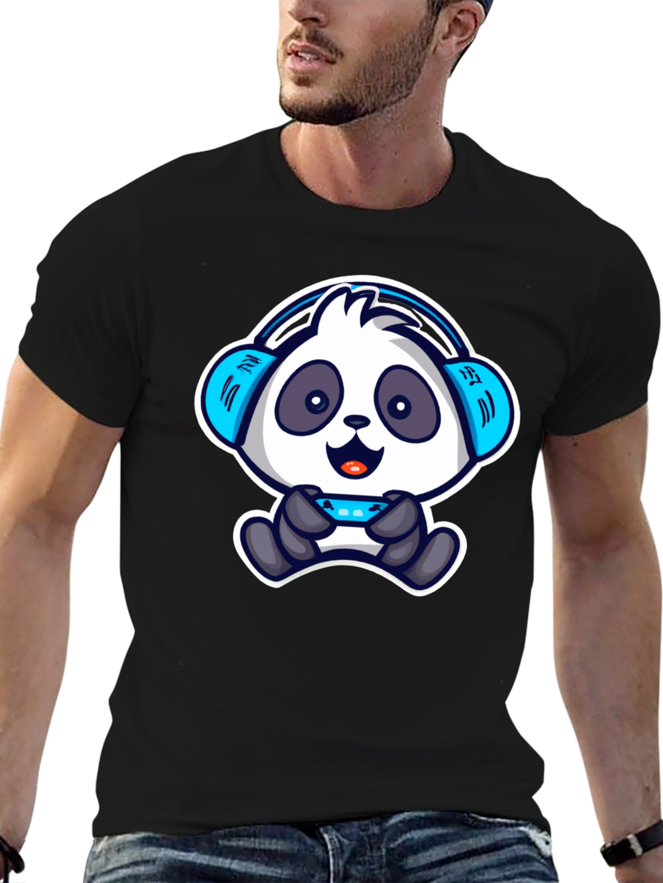 Gamer Panda T-Shirt - Cool Cartoon Design