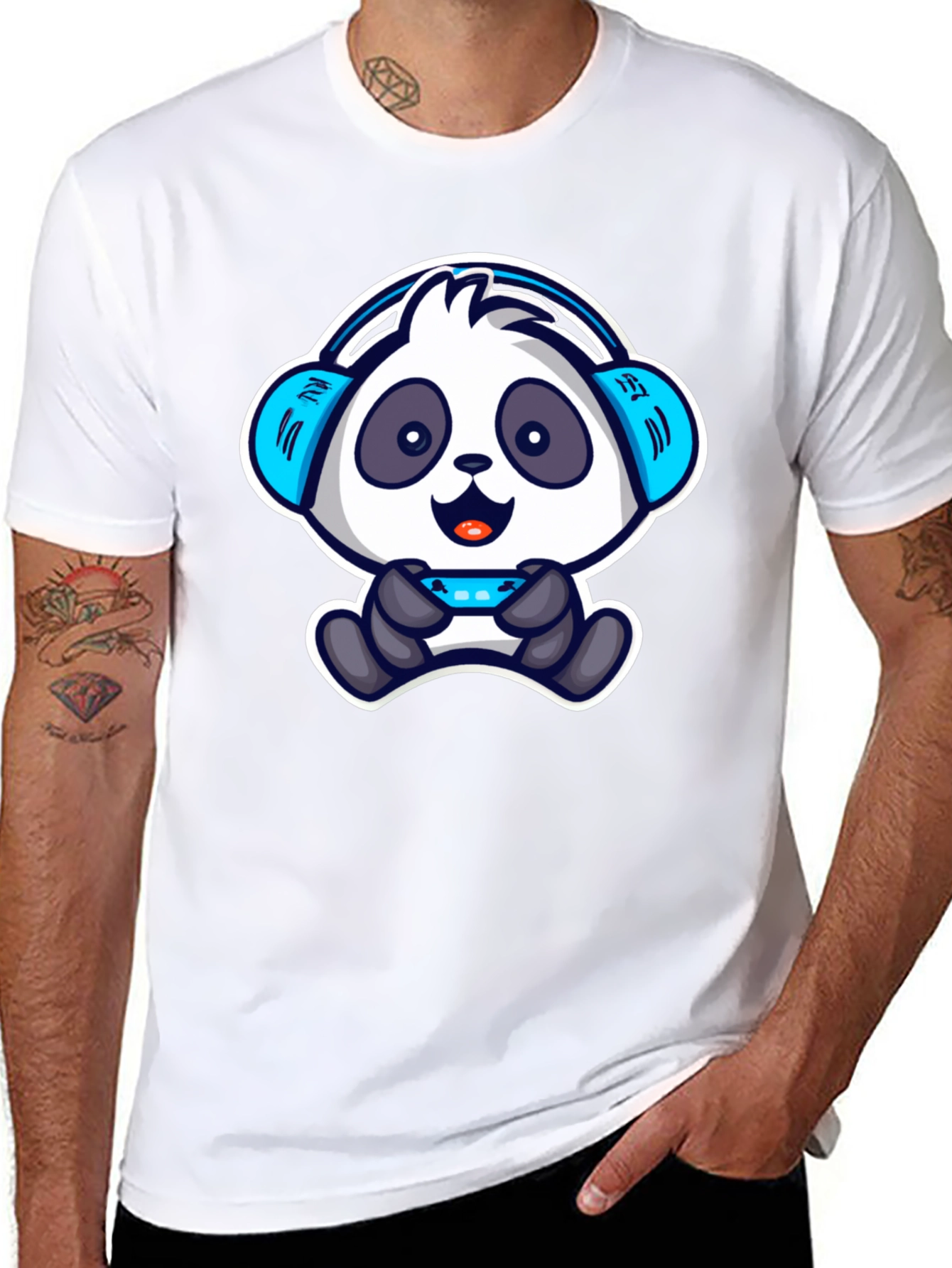 Gamer Panda T-Shirt - Cool Cartoon Design