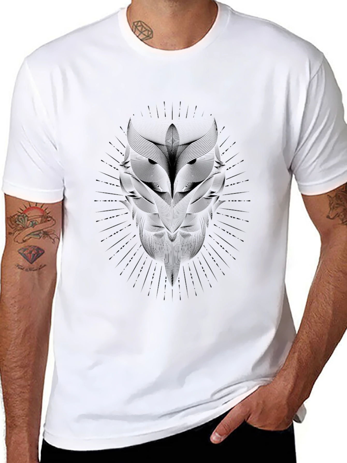Abstract Owl Graphic Black T-Shirt - Stylish Menswear