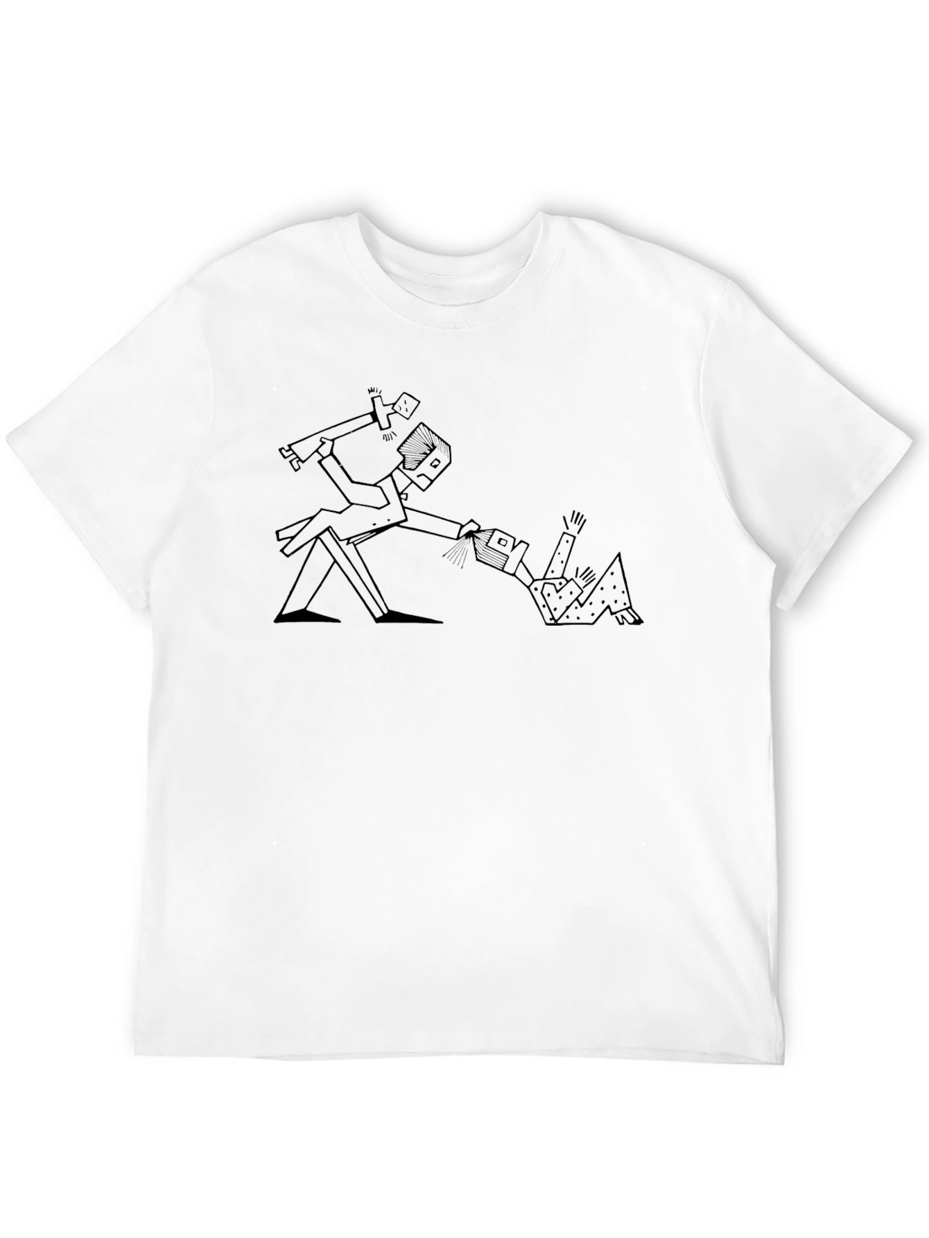 Abstract Graphic Tee - Humor Art Black Cotton