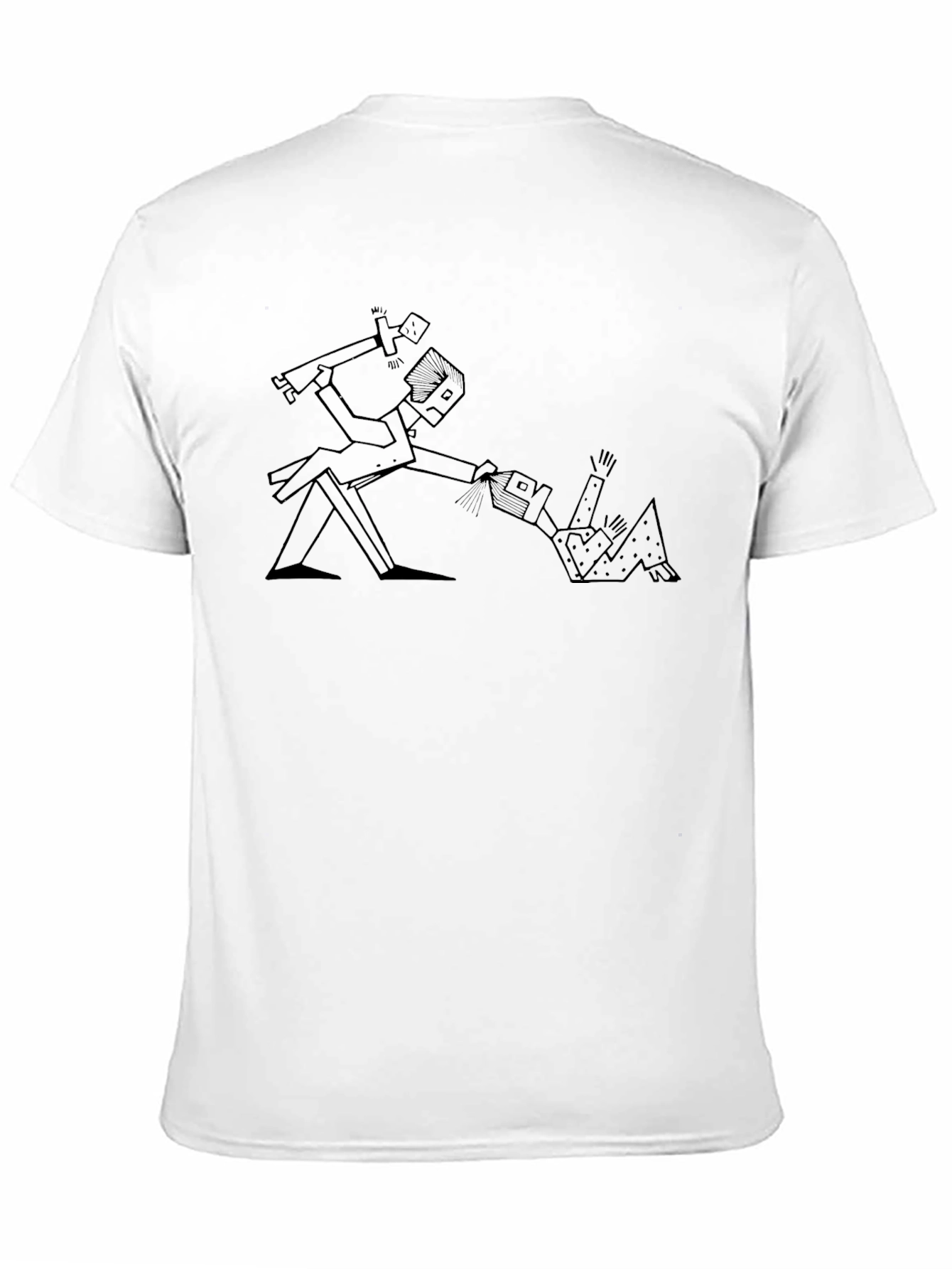 Abstract Graphic Tee - Humor Art Black Cotton