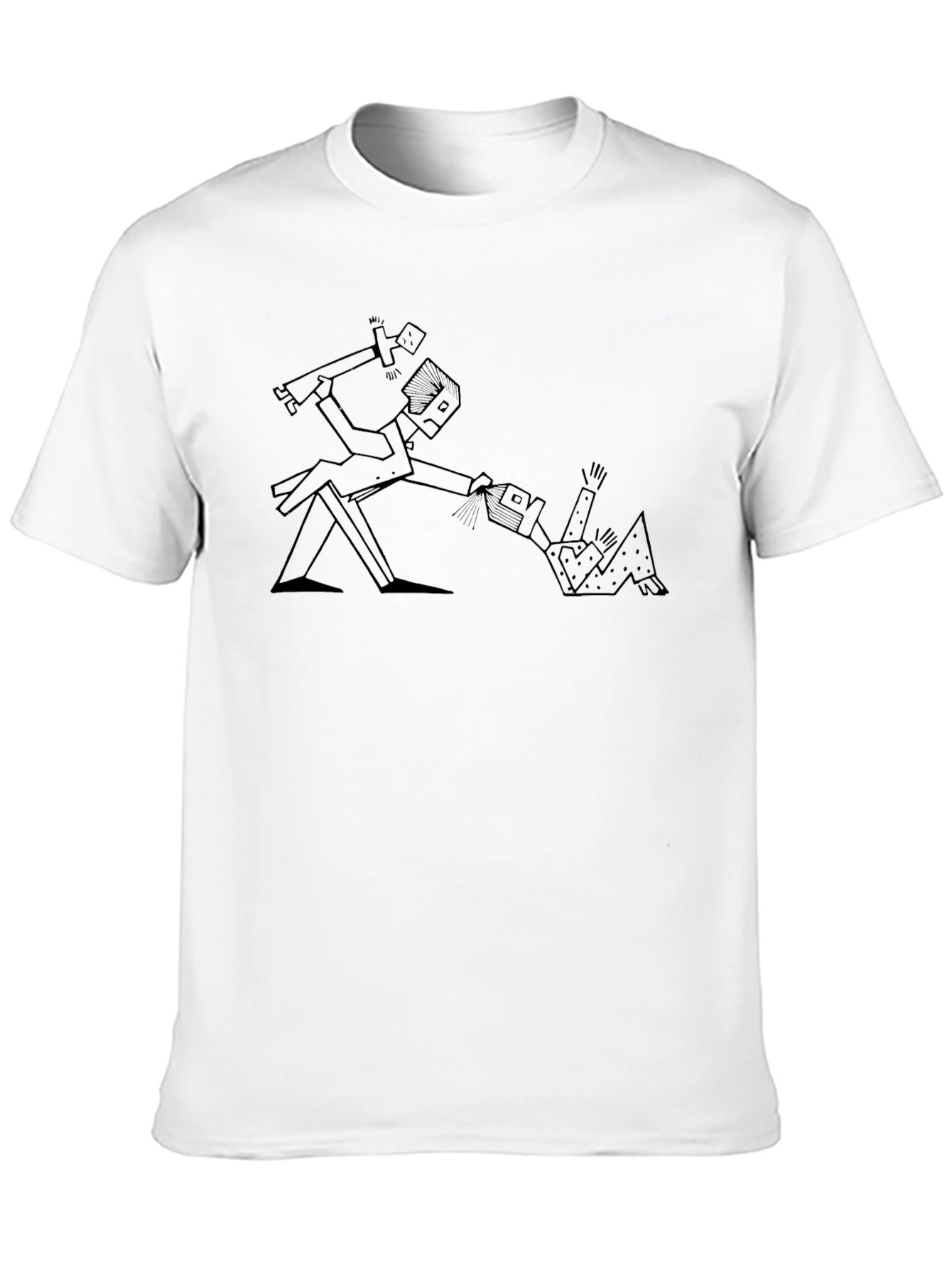 Abstract Graphic Tee - Humor Art Black Cotton