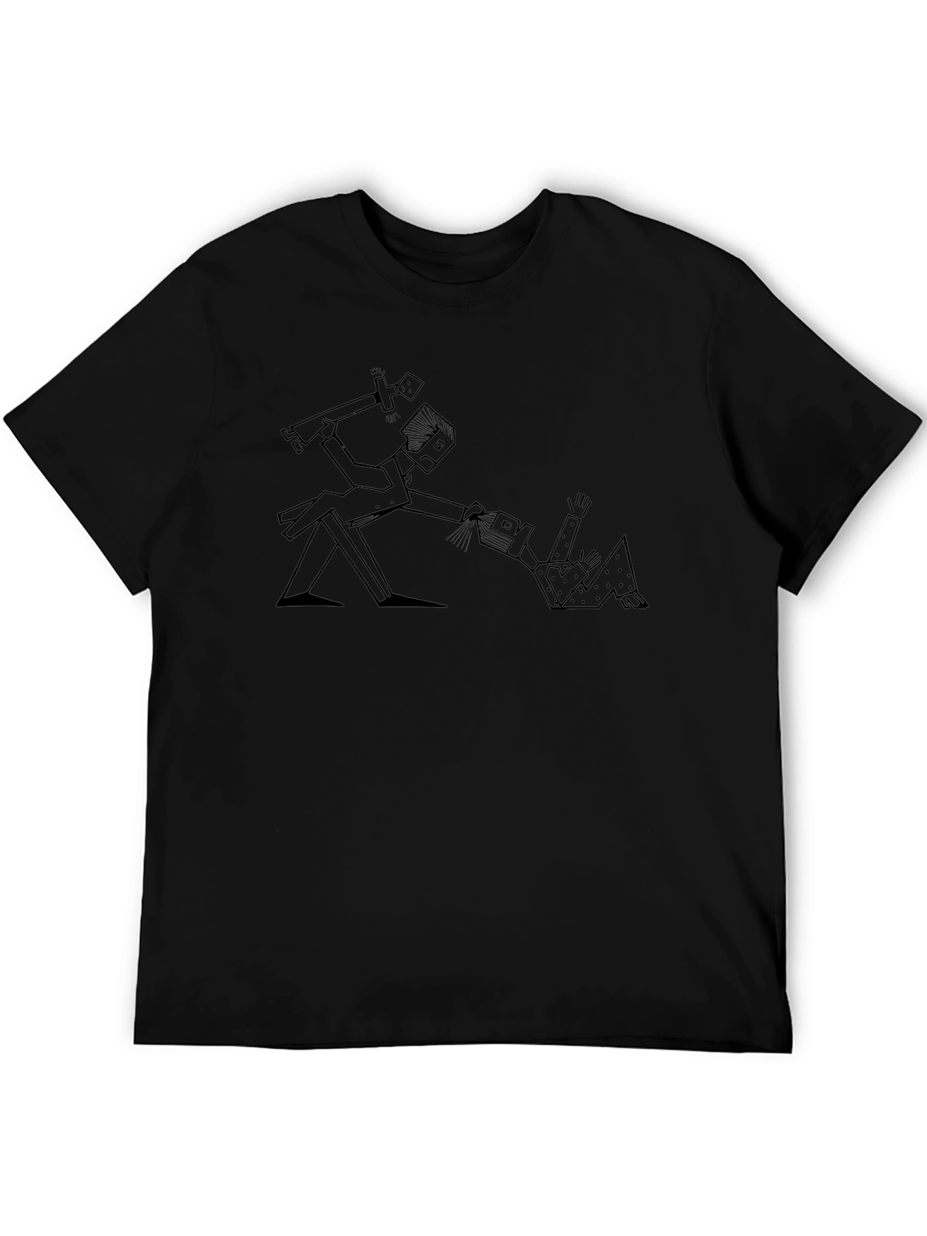 Abstract Graphic Tee - Humor Art Black Cotton