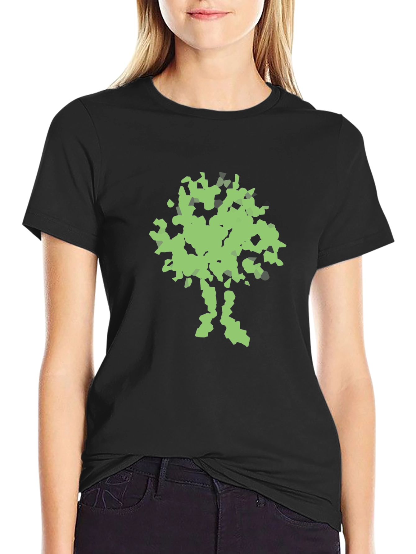 Abstract Tree Graphic Print Black T-Shirt