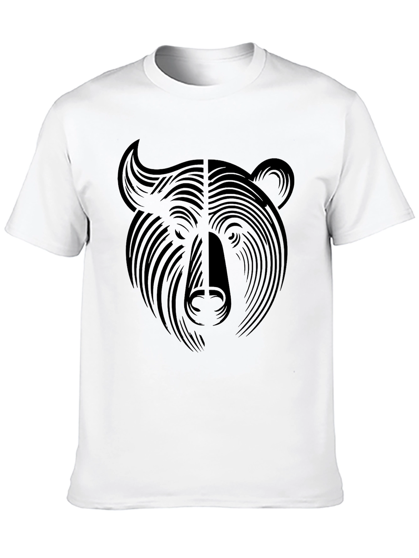 Abstract Bear Graphic T-Shirt - Modern Black Tee