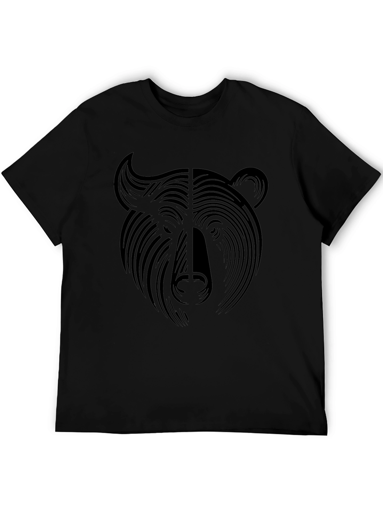 Abstract Bear Graphic T-Shirt - Modern Black Tee
