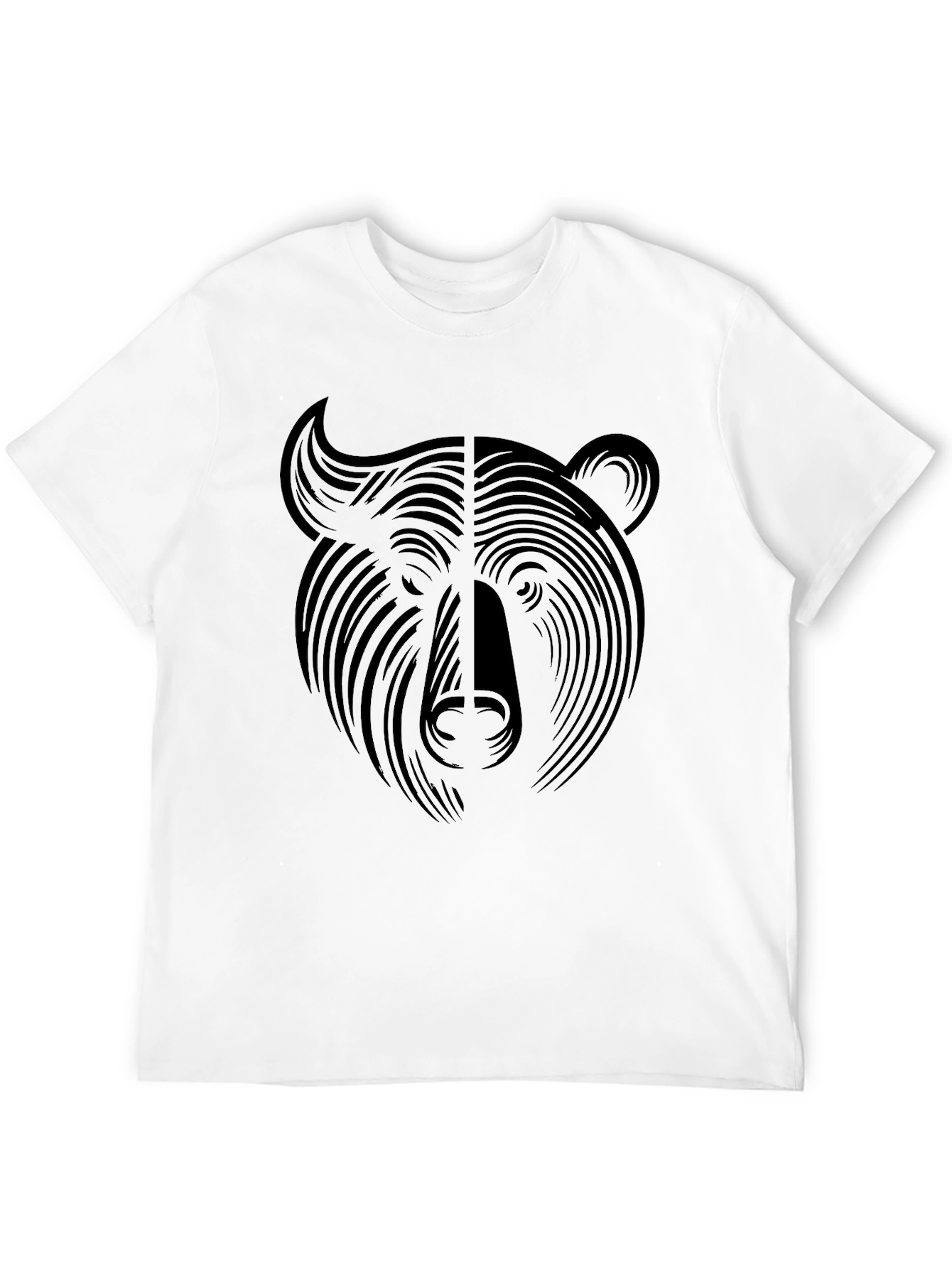Abstract Bear Graphic T-Shirt - Modern Black Tee