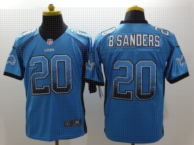 Men's Detroit Lions Barry Sanders #20 Blue Game Jerseys