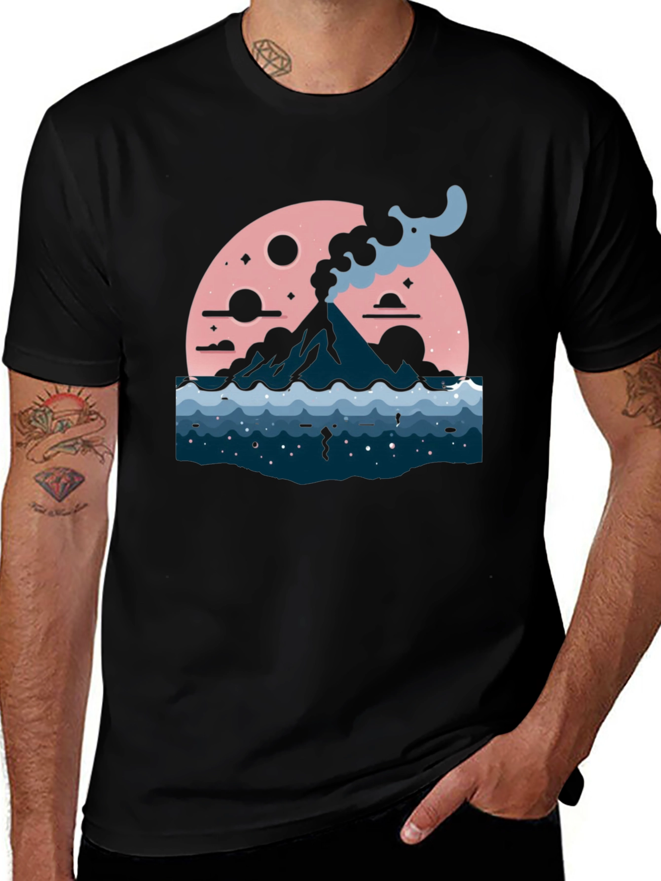 Volcano Moon Graphic Tee - Stylish and Unique