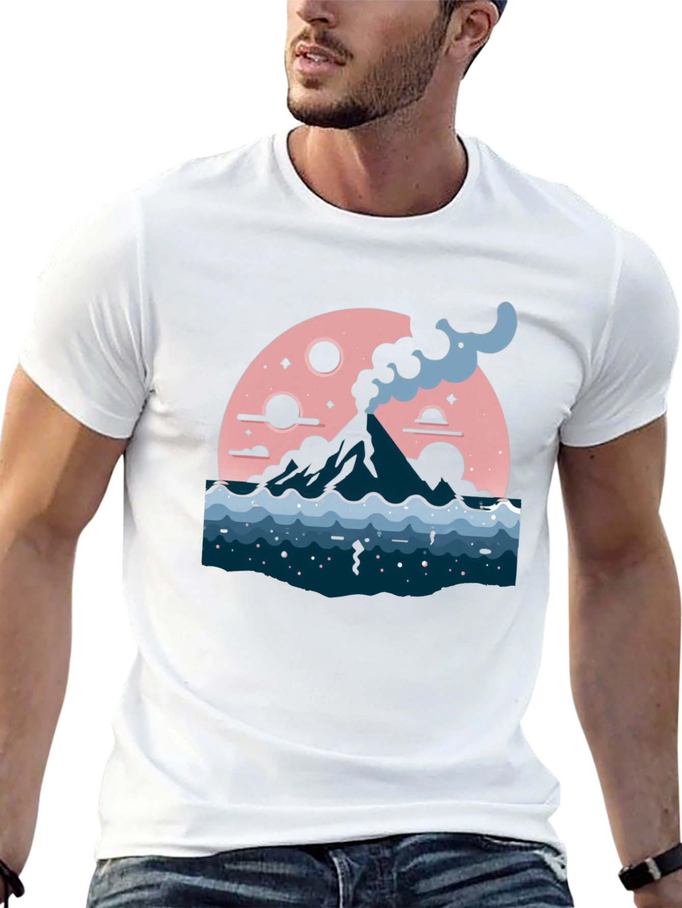 Volcano Moon Graphic Tee - Stylish and Unique