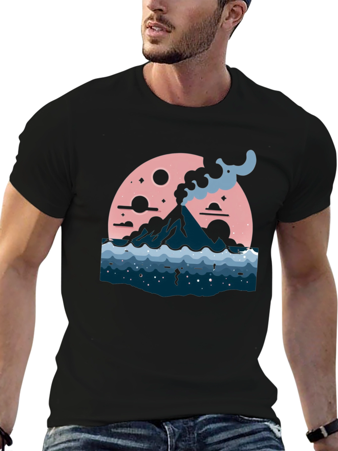Volcano Moon Graphic Tee - Stylish and Unique