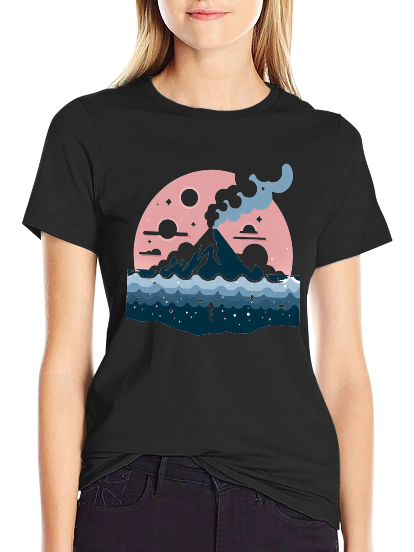 Volcano Moon Graphic Tee - Stylish and Unique