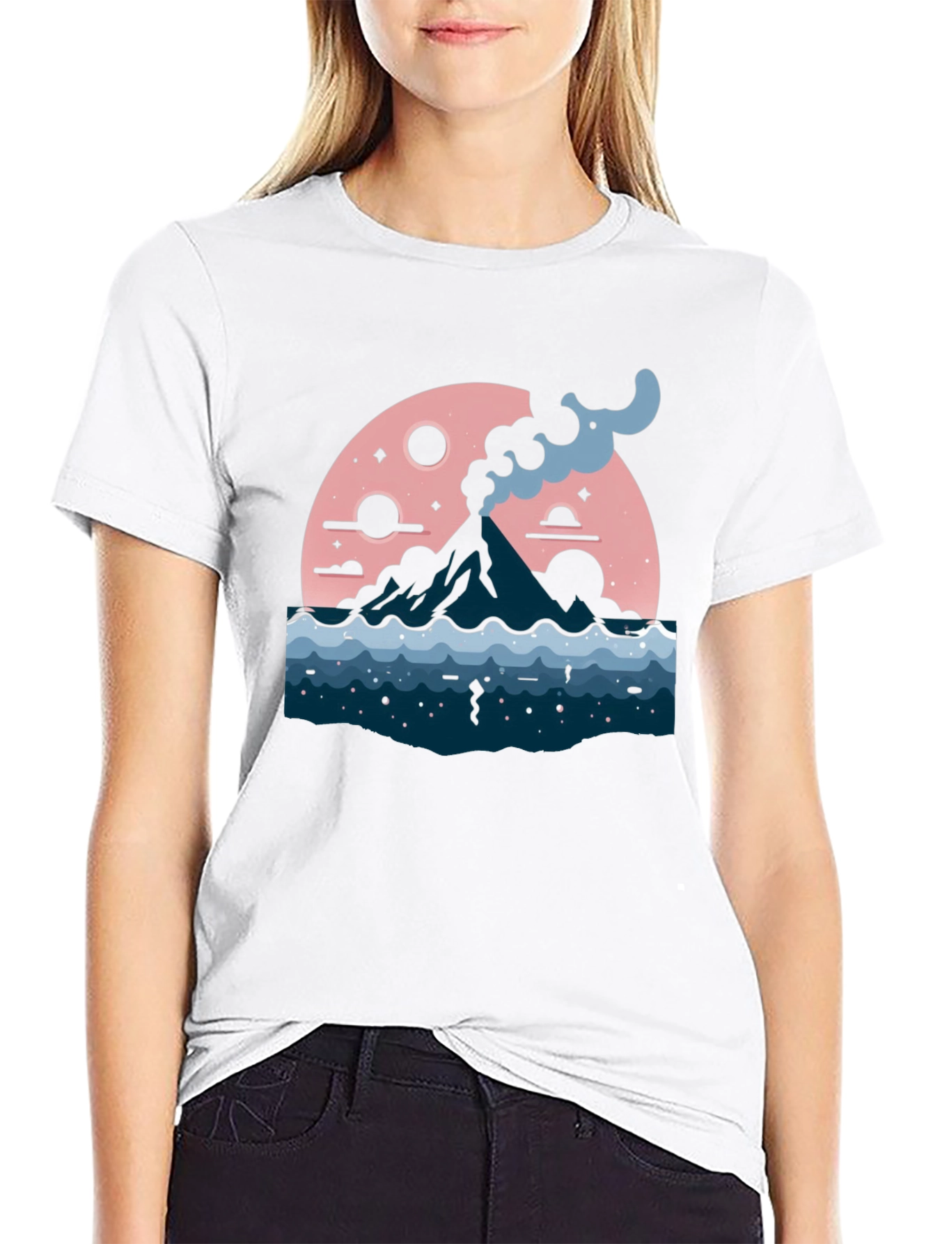 Volcano Moon Graphic Tee - Stylish and Unique