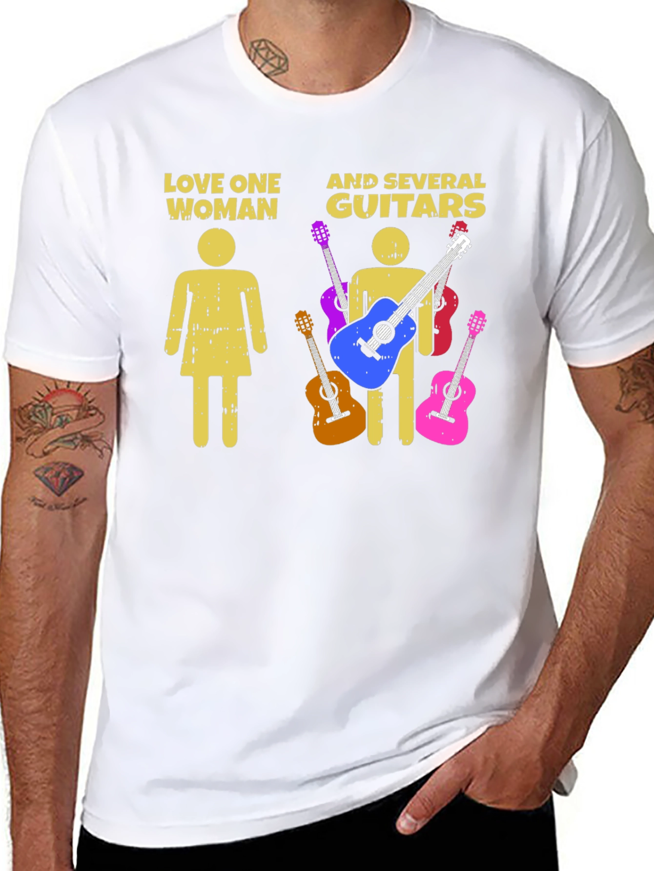 Love One Woman and Several Guitars Graphic T-Shirt