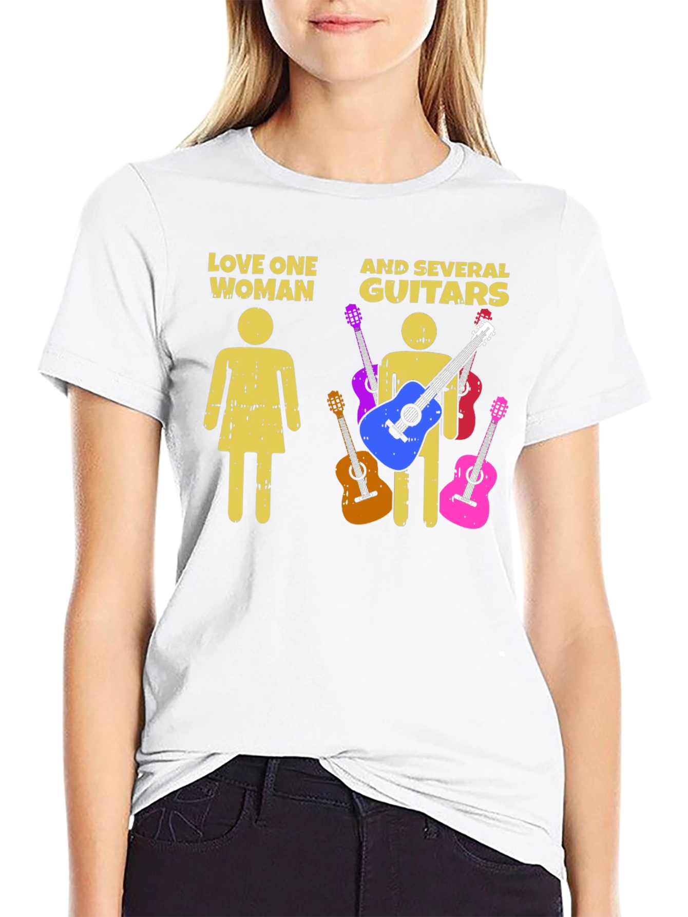 Love One Woman and Several Guitars Graphic T-Shirt