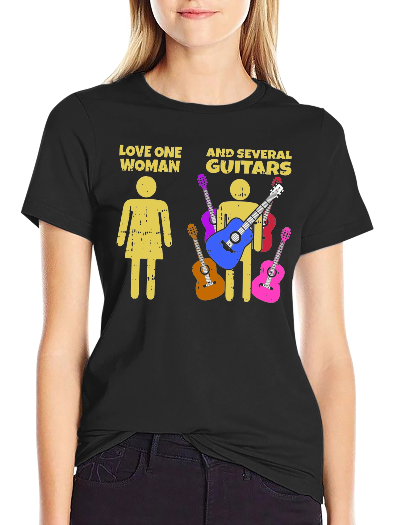 Love One Woman and Several Guitars Graphic T-Shirt