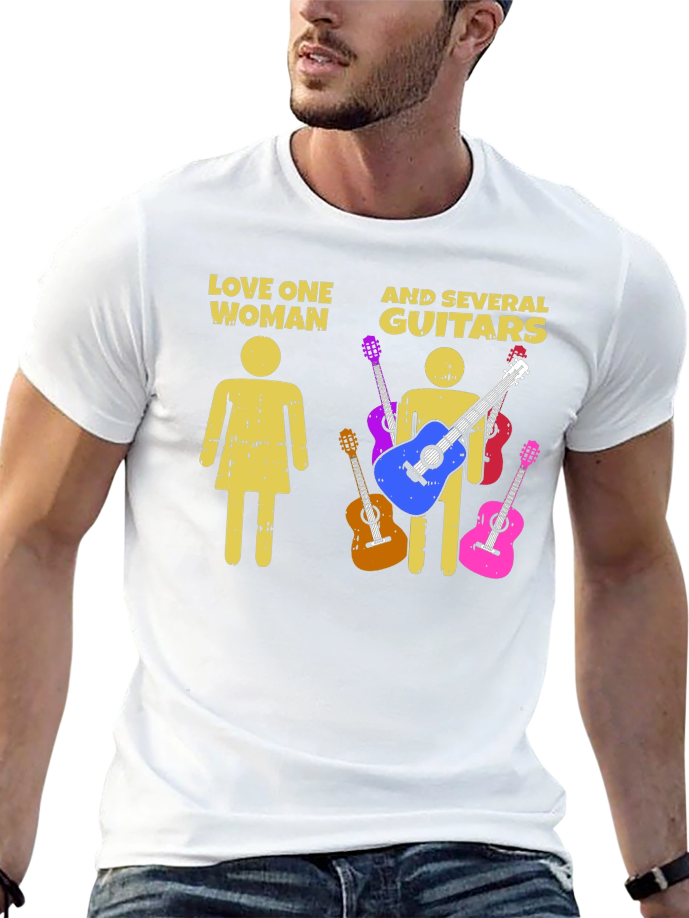Love One Woman and Several Guitars Graphic T-Shirt