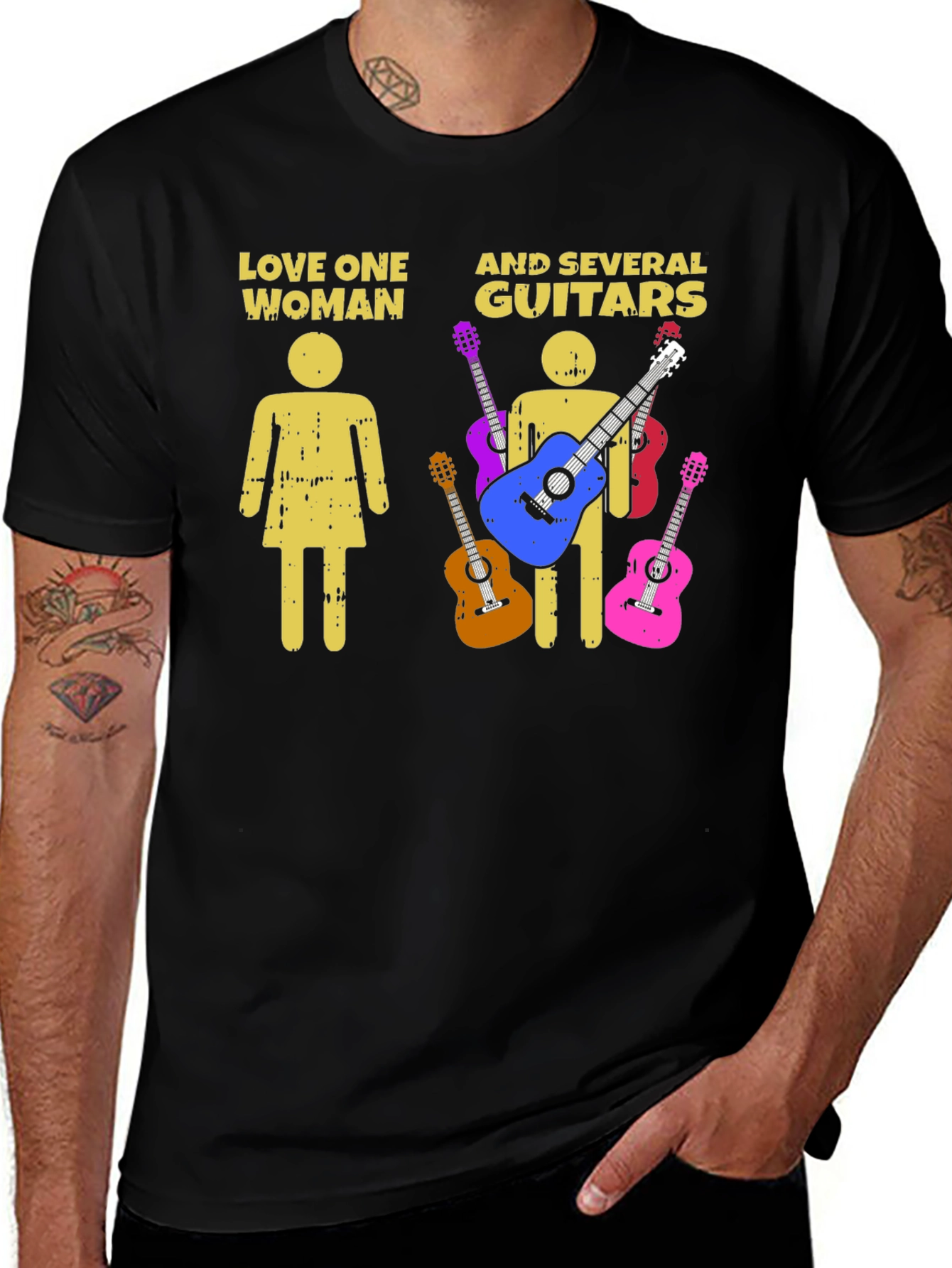 Love One Woman and Several Guitars Graphic T-Shirt