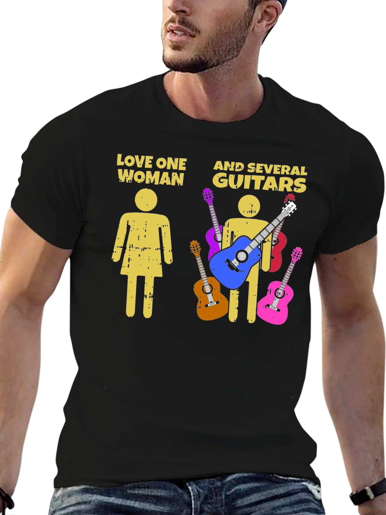 Love One Woman and Several Guitars Graphic T-Shirt