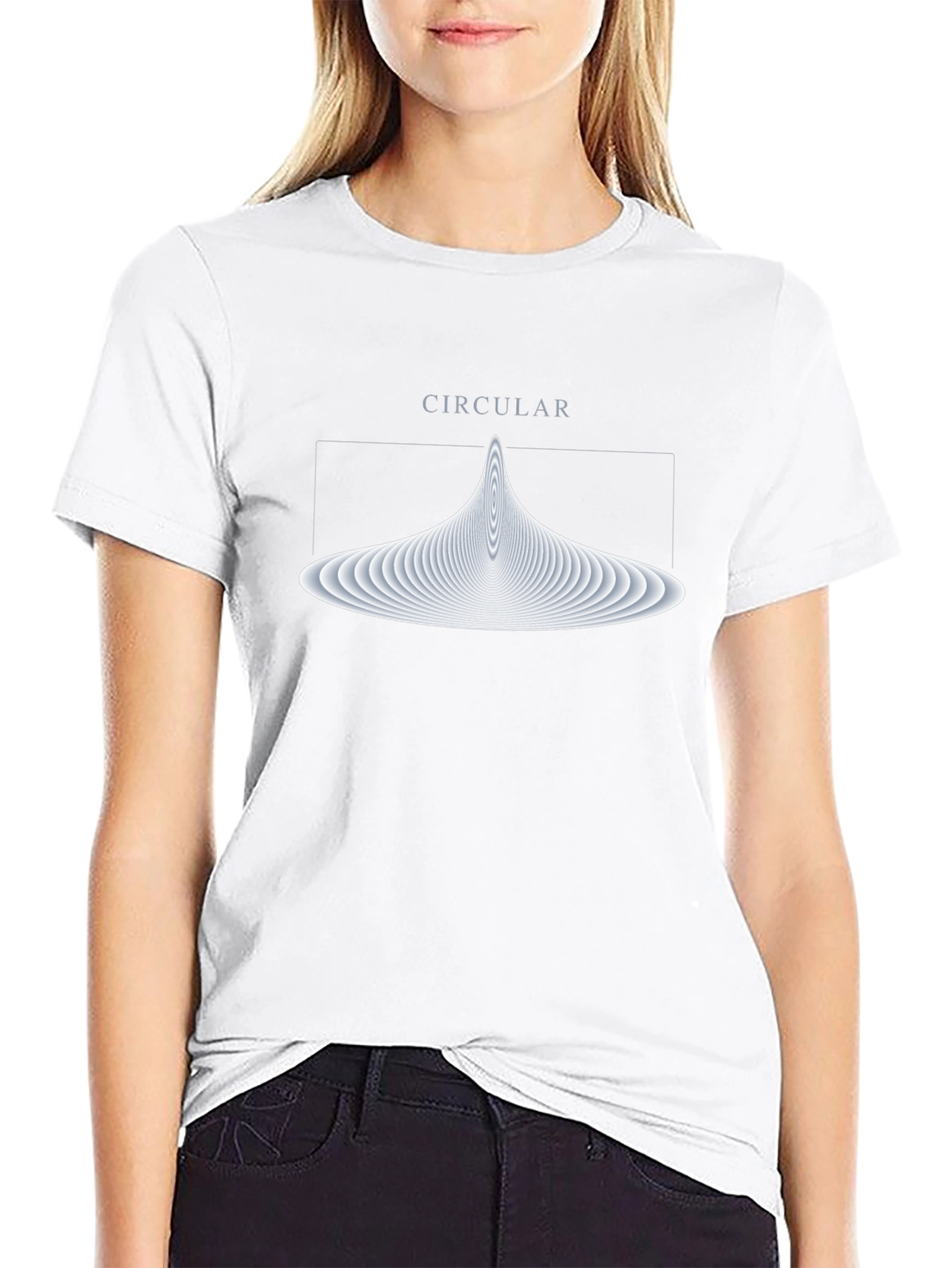 Abstract Circular Graphic Tee - Soft Black Cotton T-Shirt