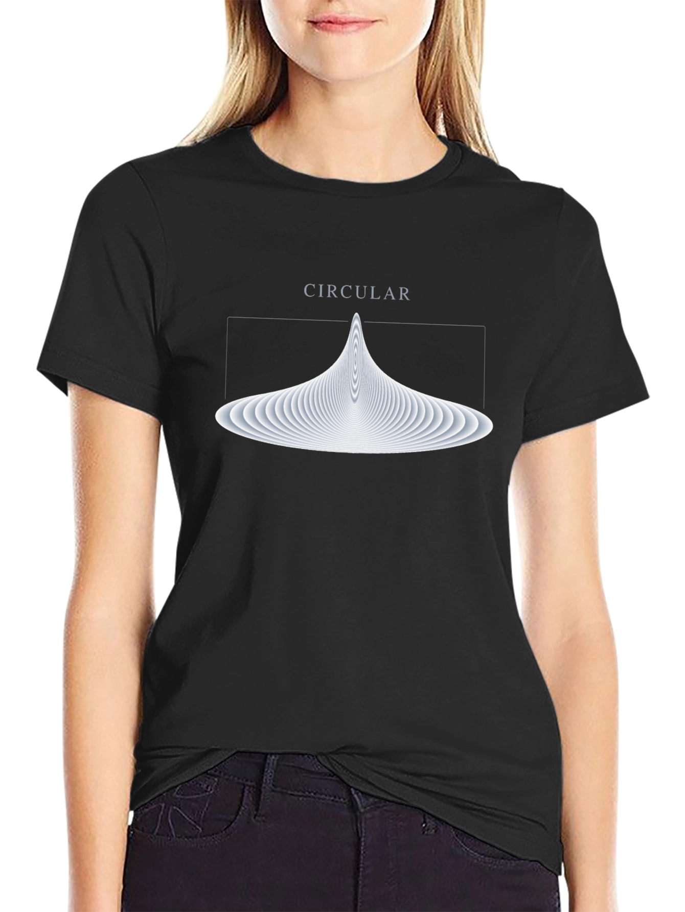 Abstract Circular Graphic Tee - Soft Black Cotton T-Shirt