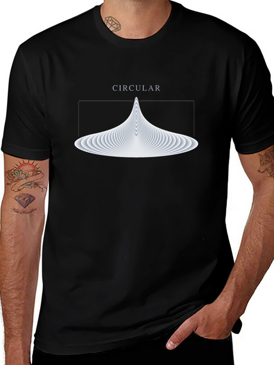 Abstract Circular Graphic Tee - Soft Black Cotton T-Shirt