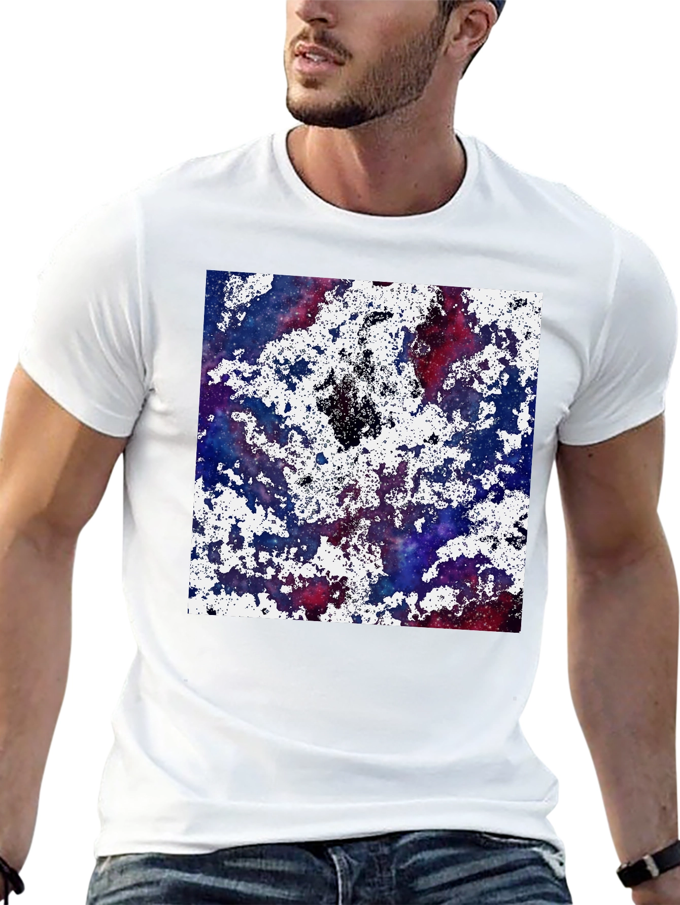 Galaxy Splatter Print T-Shirt - Cosmic Style