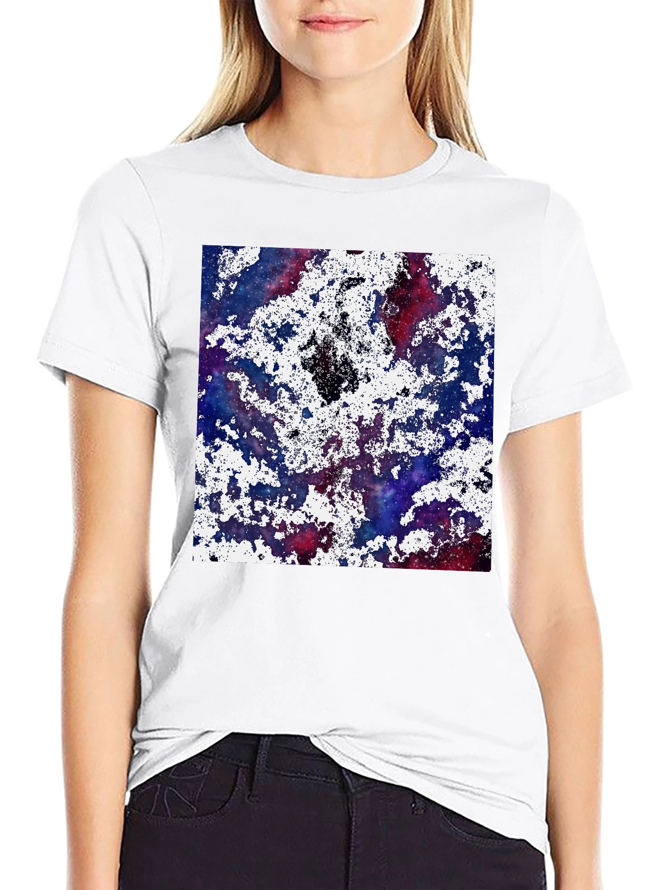 Galaxy Splatter Print T-Shirt - Cosmic Style