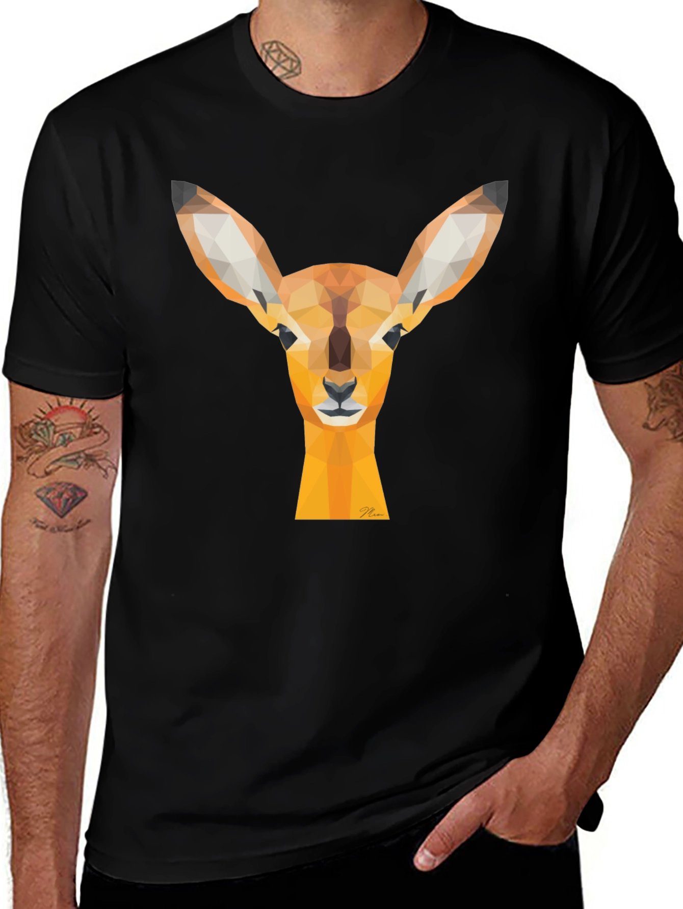 Geometric Deer Head T-Shirt - Modern Design