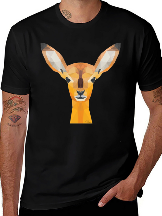 Geometric Deer Head T-Shirt - Modern Design