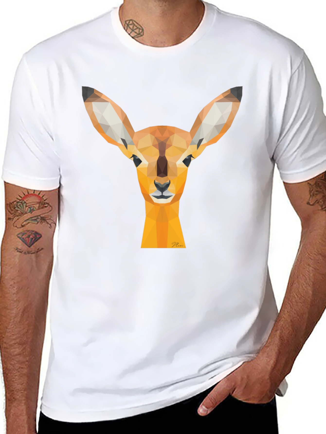 Geometric Deer Head T-Shirt - Modern Design
