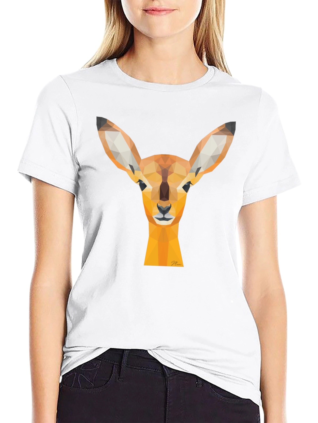 Geometric Deer Head T-Shirt - Modern Design