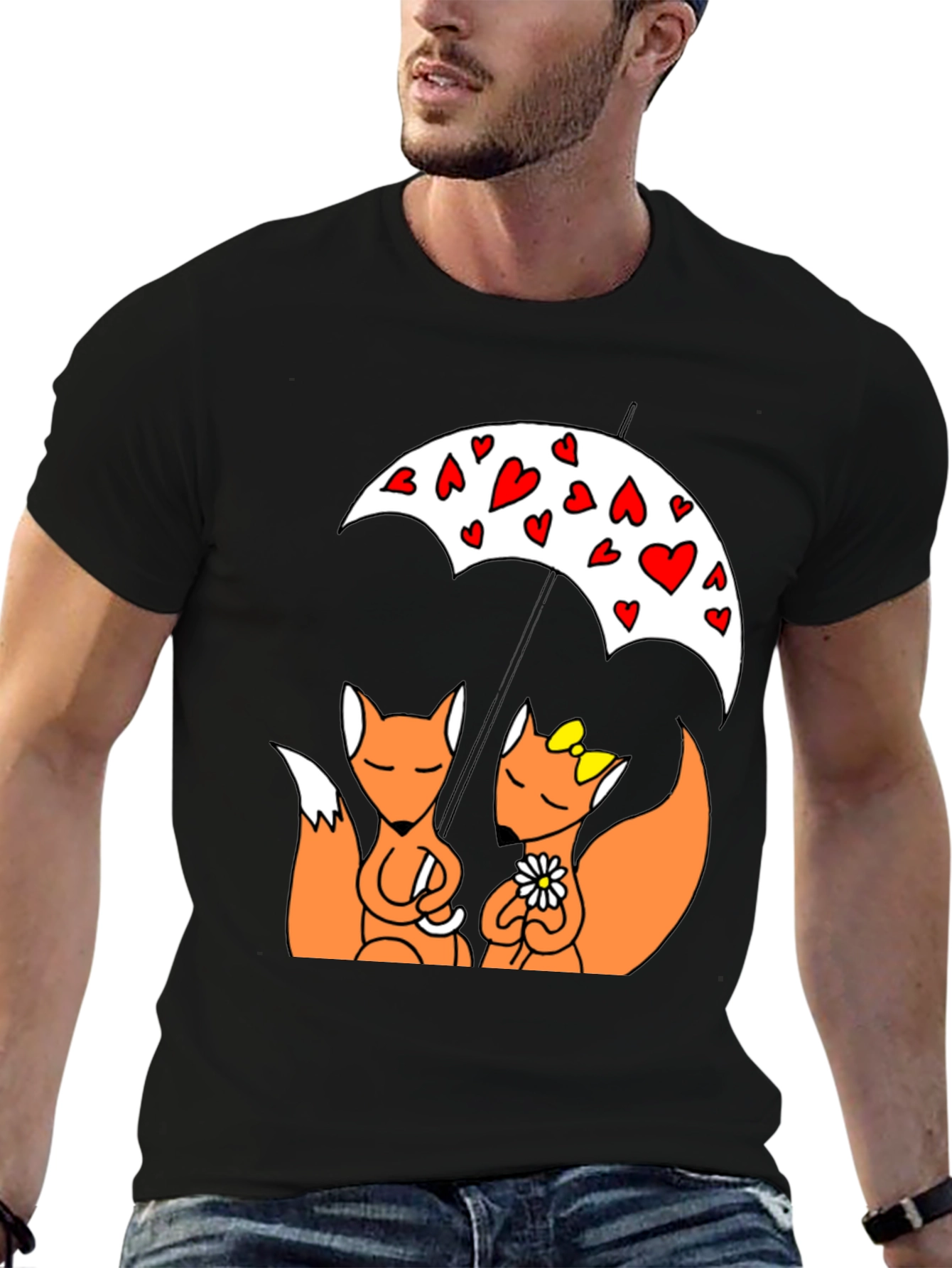 Foxes in Love T-Shirt - Cute Cartoon Design