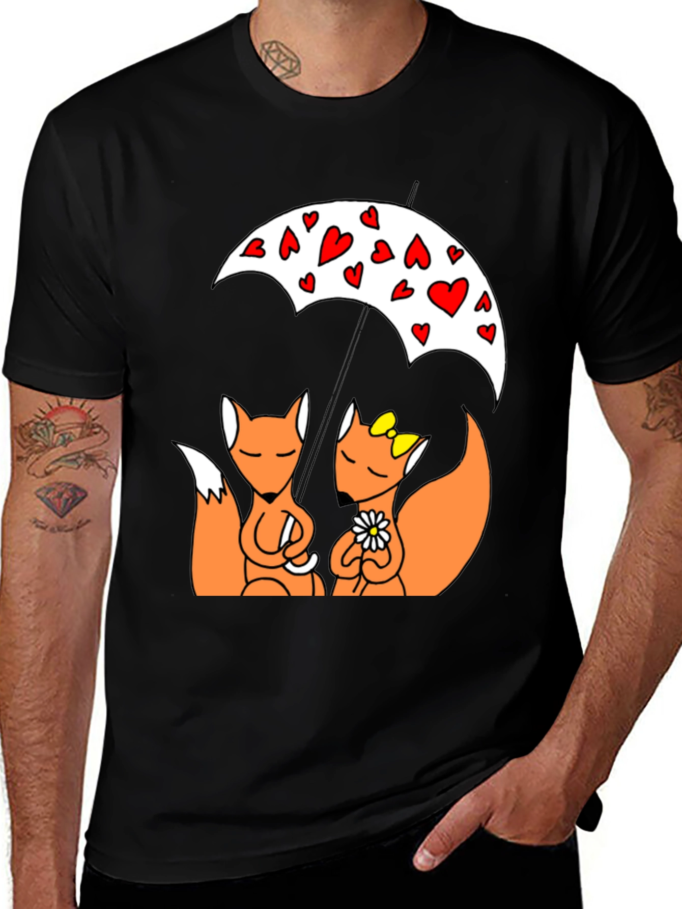 Foxes in Love T-Shirt - Cute Cartoon Design