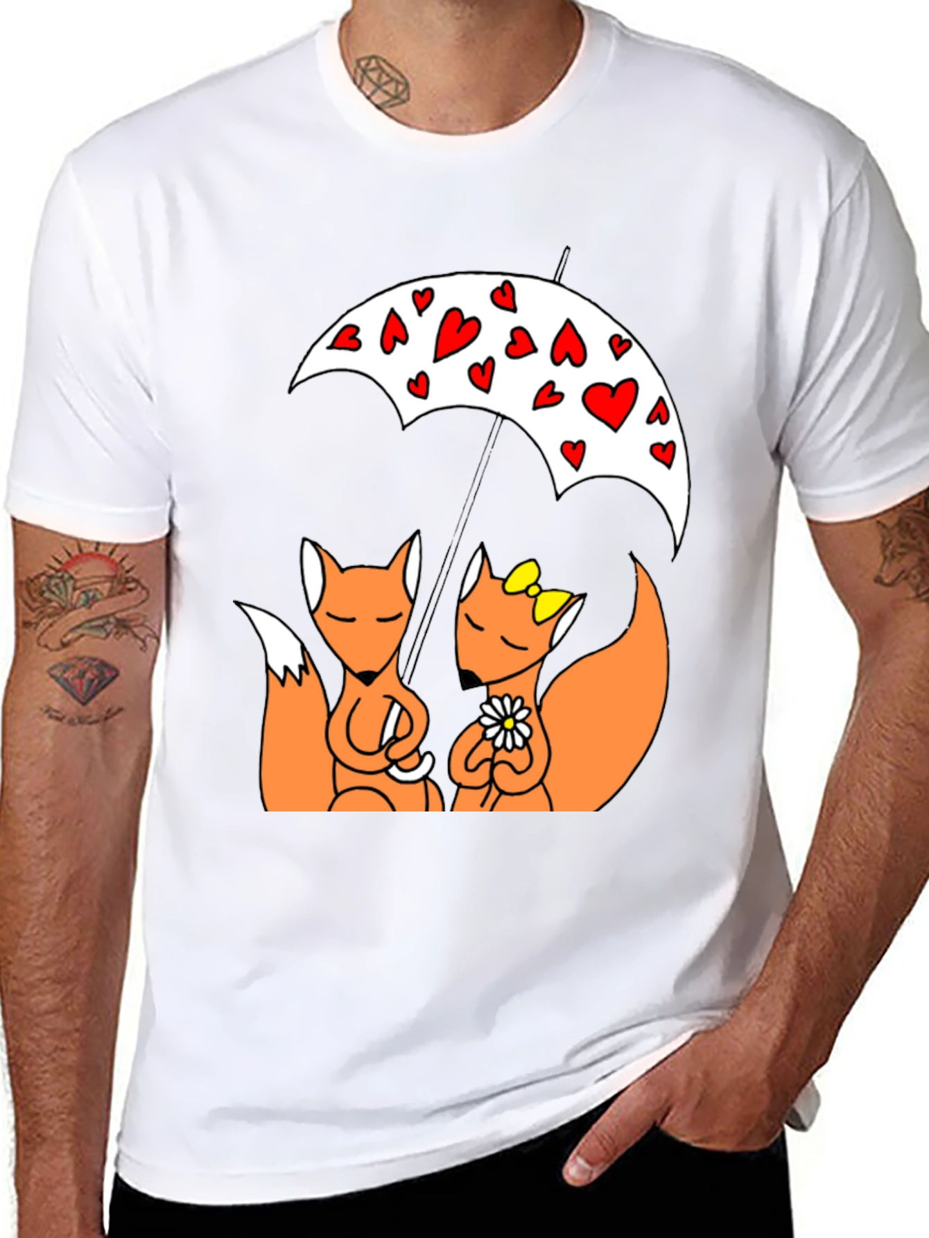 Foxes in Love T-Shirt - Cute Cartoon Design
