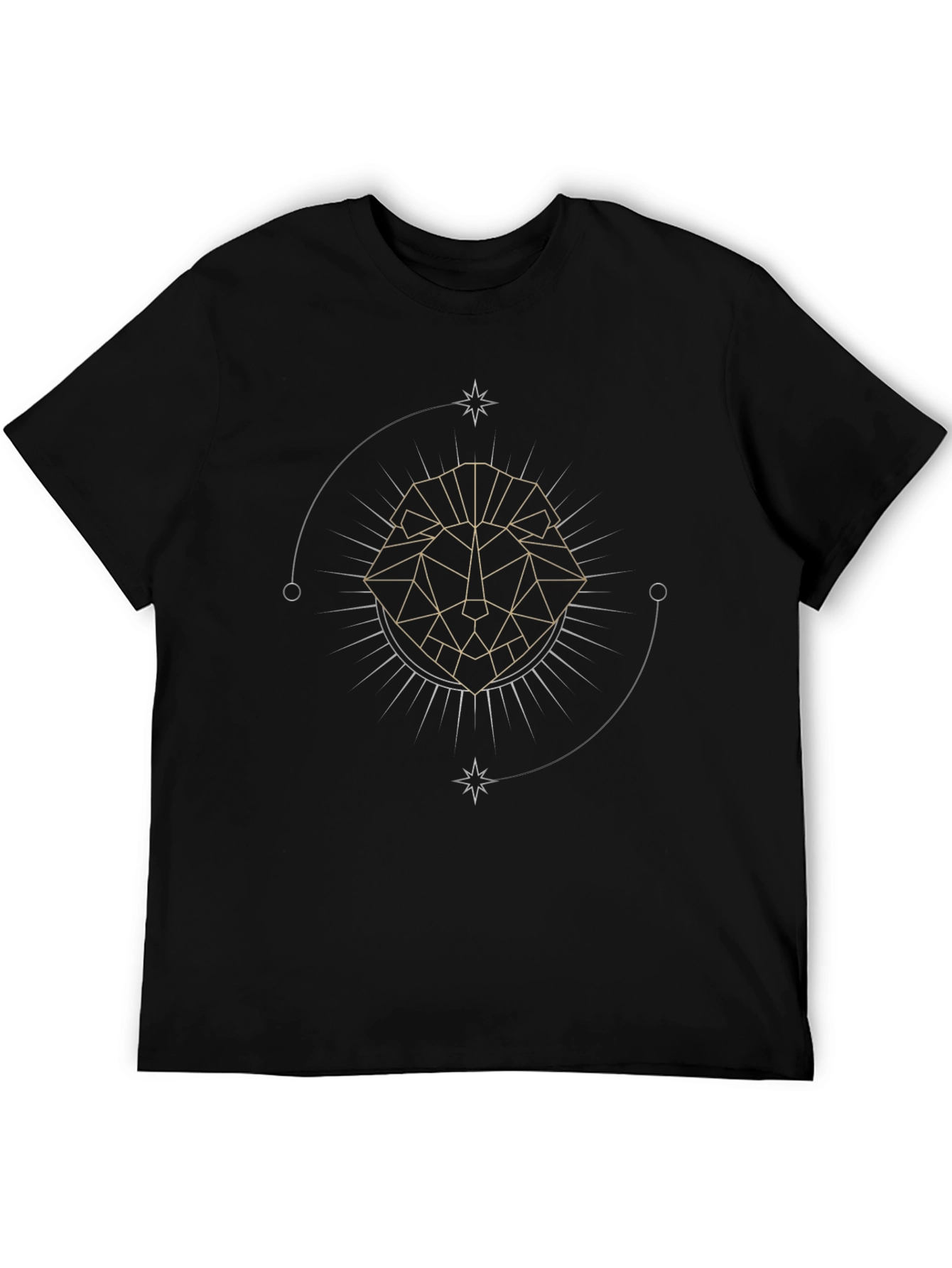 Geometric Lion Graphic Tee - Black