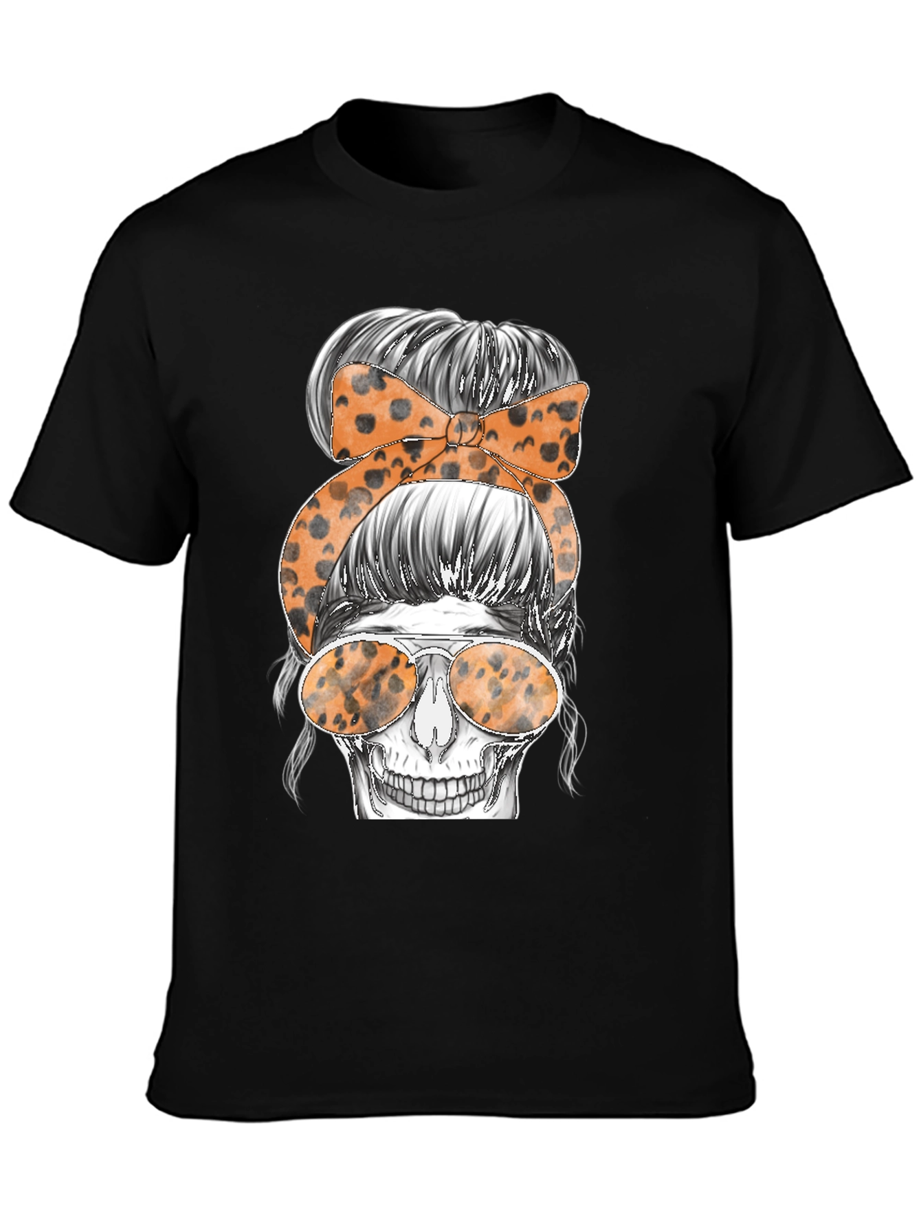 Messy Bun Skull Graphic Tee