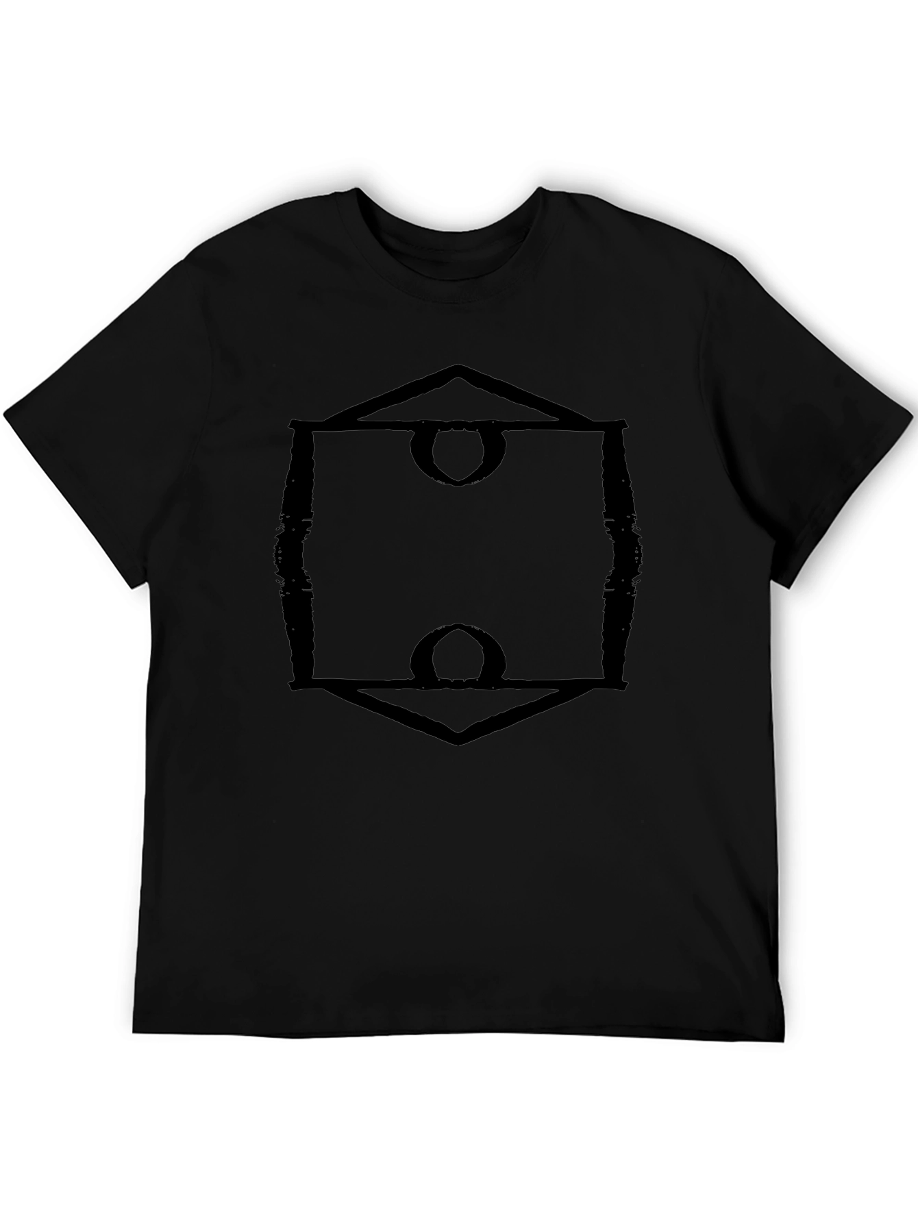 Abstract Geometric Design Black Tee