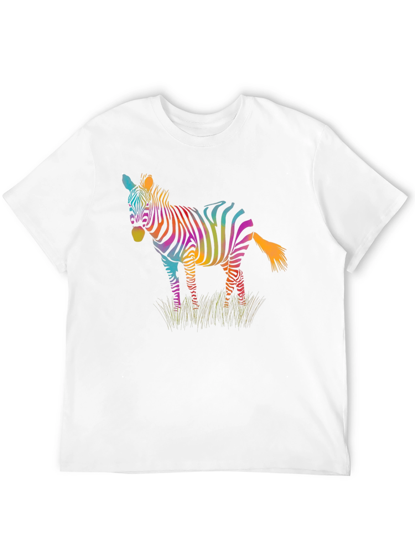 Rainbow Zebra Graphic Print Mens Black T-Shirt