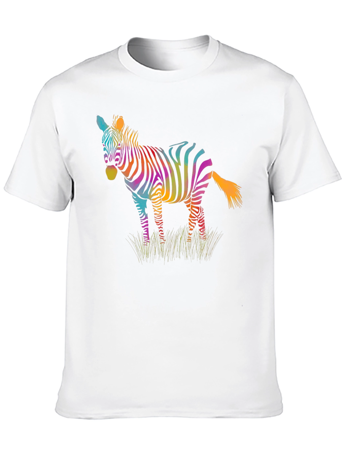 Rainbow Zebra Graphic Print Mens Black T-Shirt