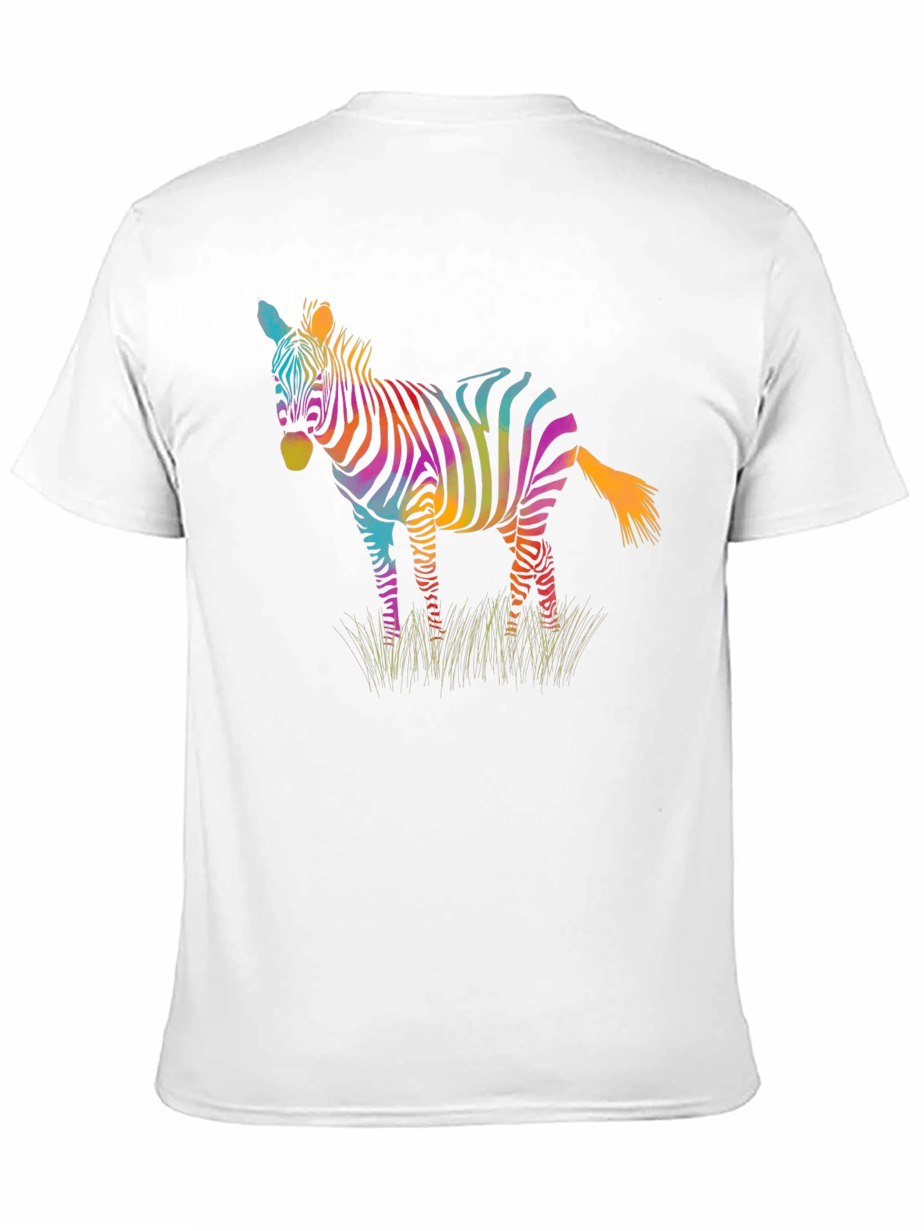 Rainbow Zebra Graphic Print Mens Black T-Shirt