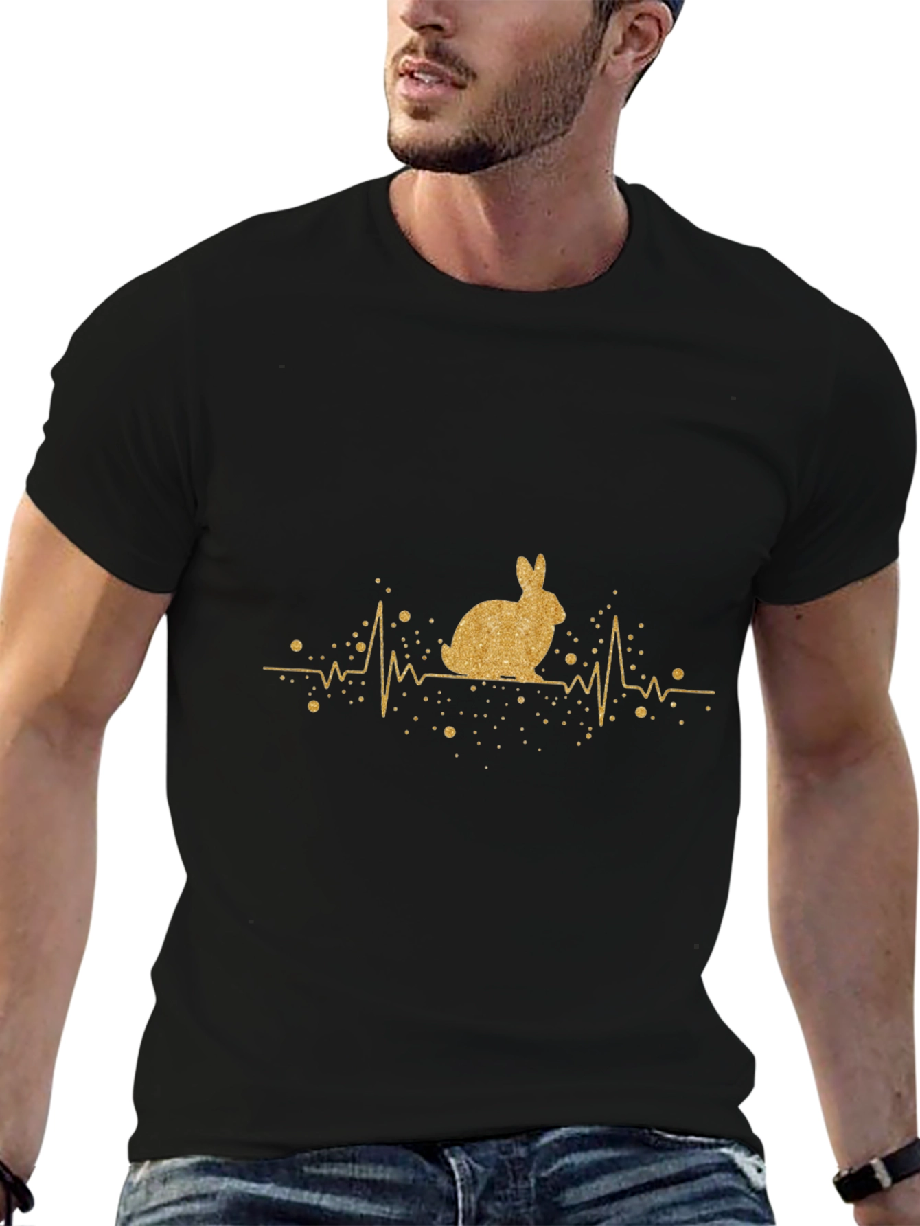 Rabbit Heartbeat Graphic Tee - Black