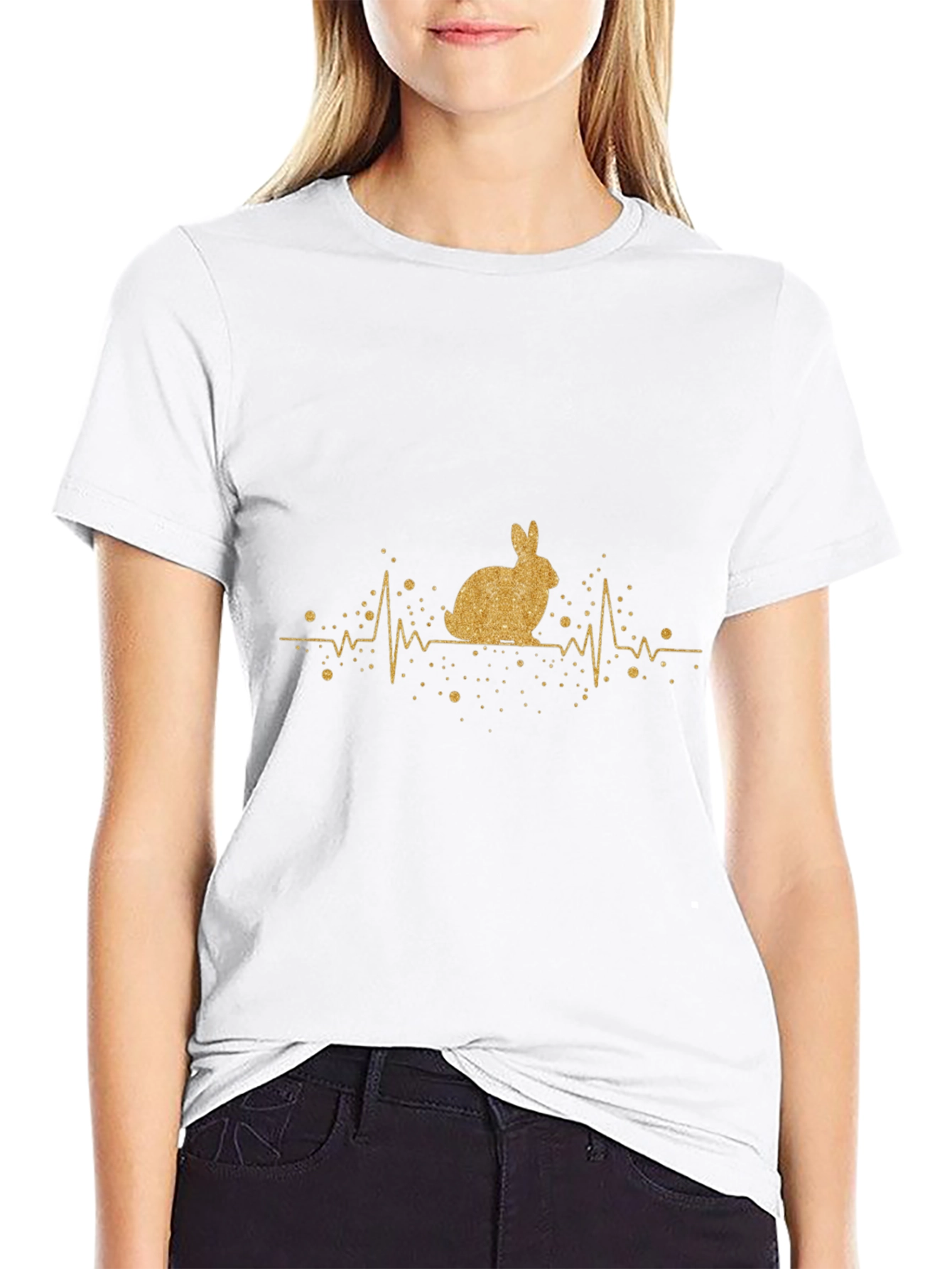 Rabbit Heartbeat Graphic Tee - Black
