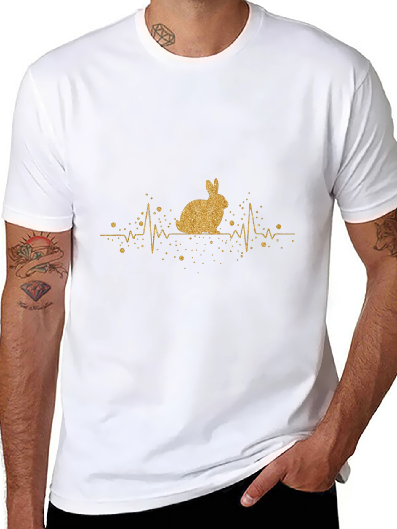 Rabbit Heartbeat Graphic Tee - Black